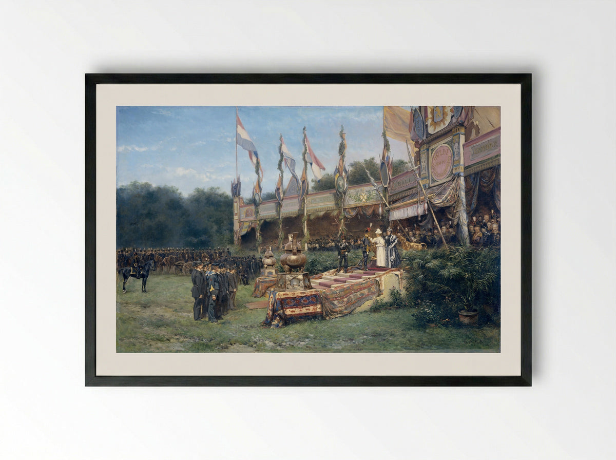 Presentation of the Lombok Cross by Queen Wilhelmina on the Malieveld - Mari ten Kate - Framed Print Black