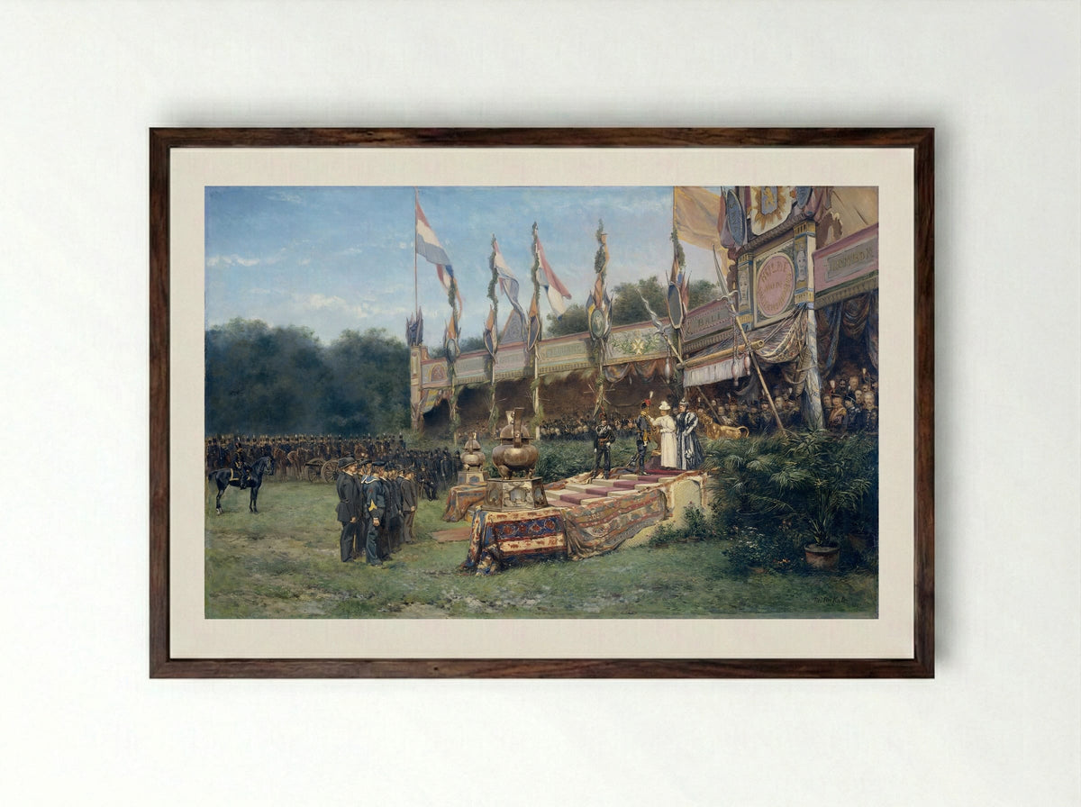 Presentation of the Lombok Cross by Queen Wilhelmina on the Malieveld - Mari ten Kate - Framed Print Dark Wood