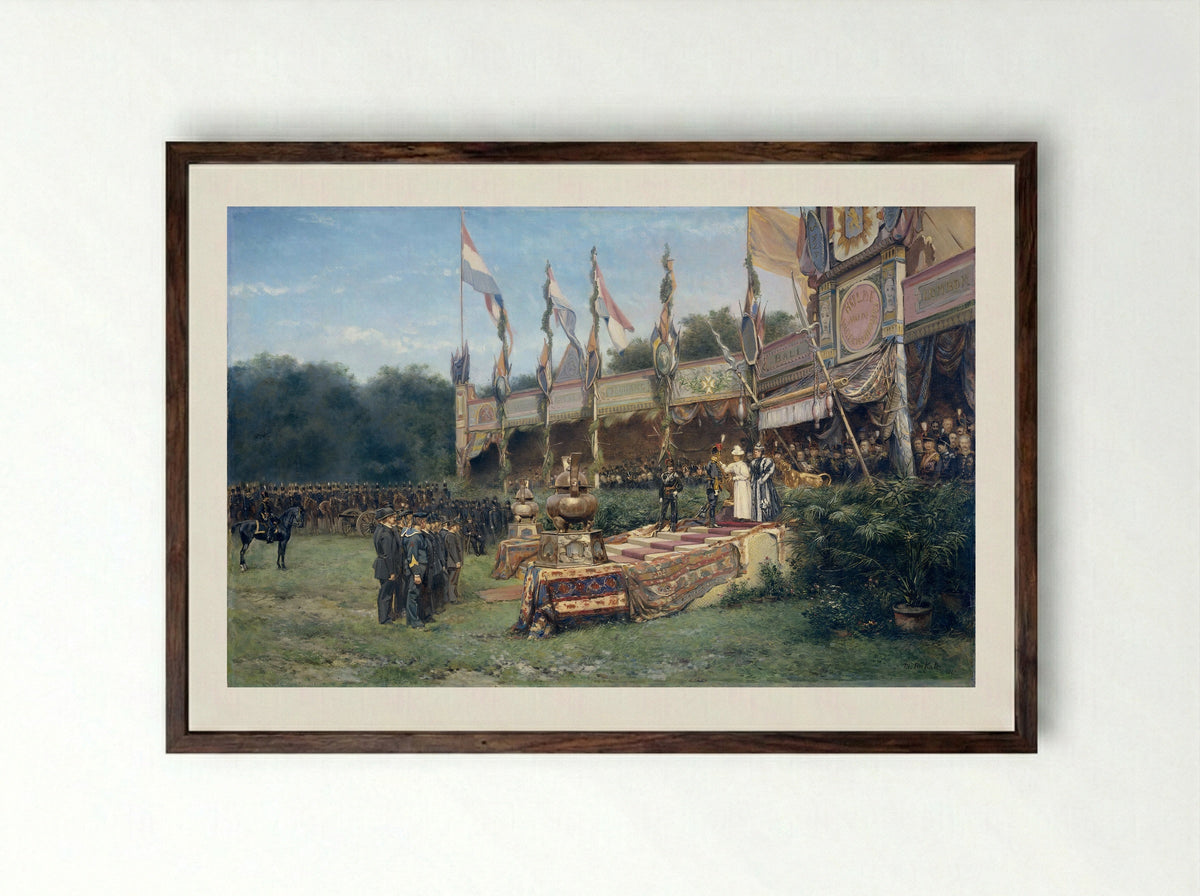 Presentation of the Lombok Cross by Queen Wilhelmina on the Malieveld - Mari ten Kate - Framed Print Dark Wood