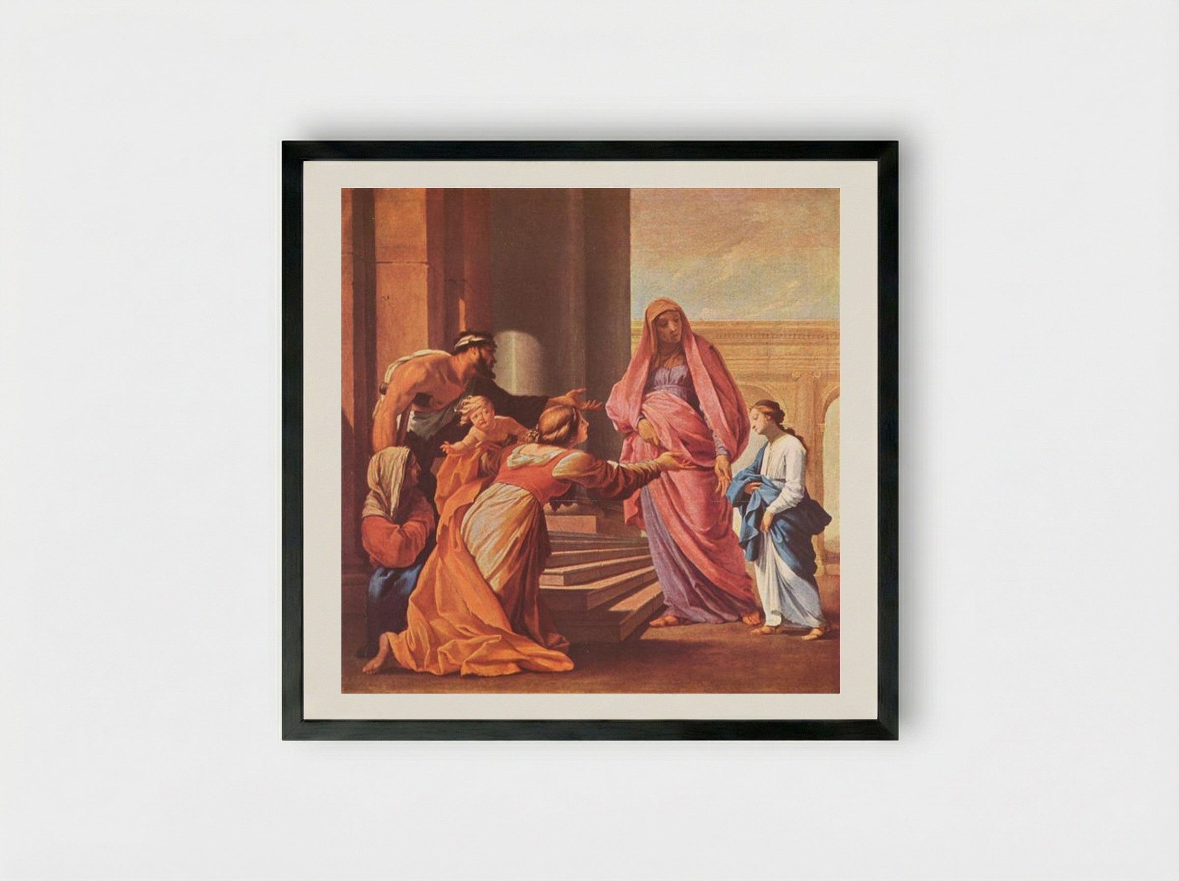 Presentation of the Virgin in the Temple - Eustache Le Sueur - Framed Print Black