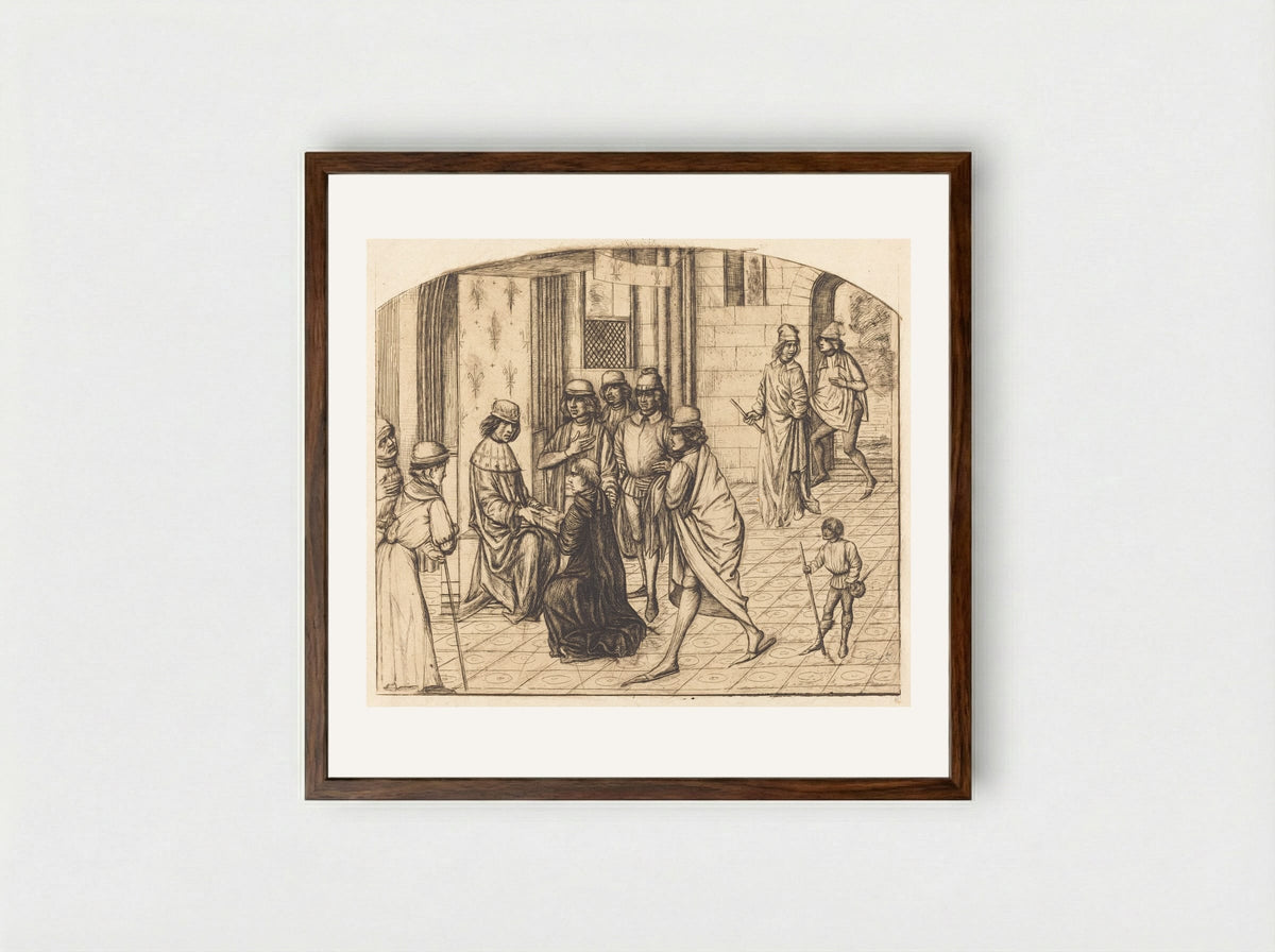 Presentation to Louis XI by Valerius Maximus - Charles Meryon - Framed Print Dark Wood
