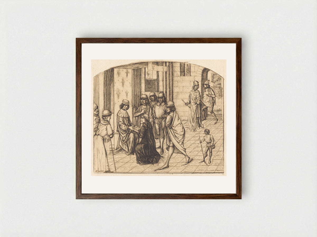 Presentation to Louis XI by Valerius Maximus - Charles Meryon - Framed Print Dark Wood