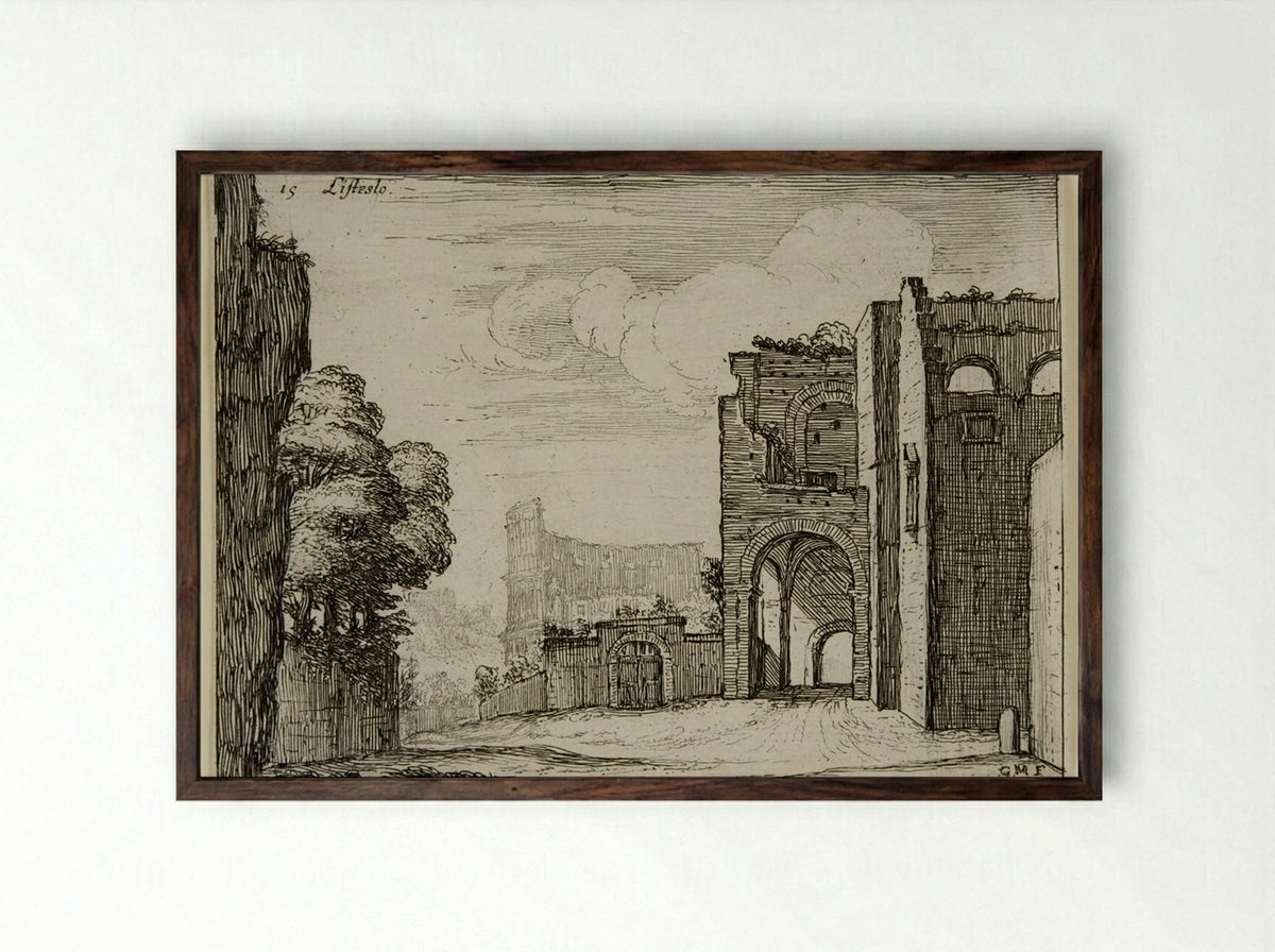 Presso alla Navicella - Giovanni Battista Mercati - Framed Print Dark Wood