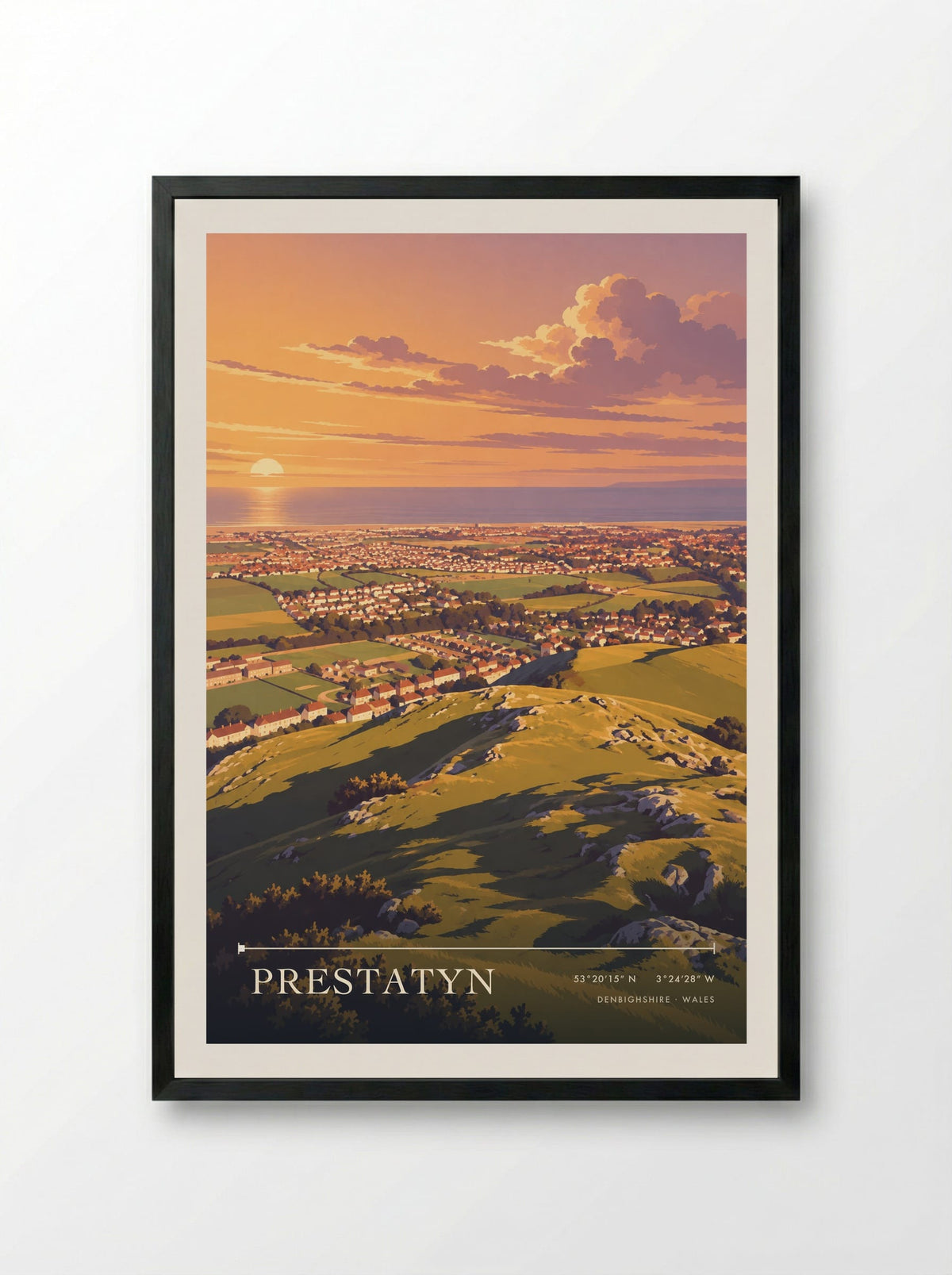 Prestatyn, Denbighshire | Travel Poster - Framed Print Black