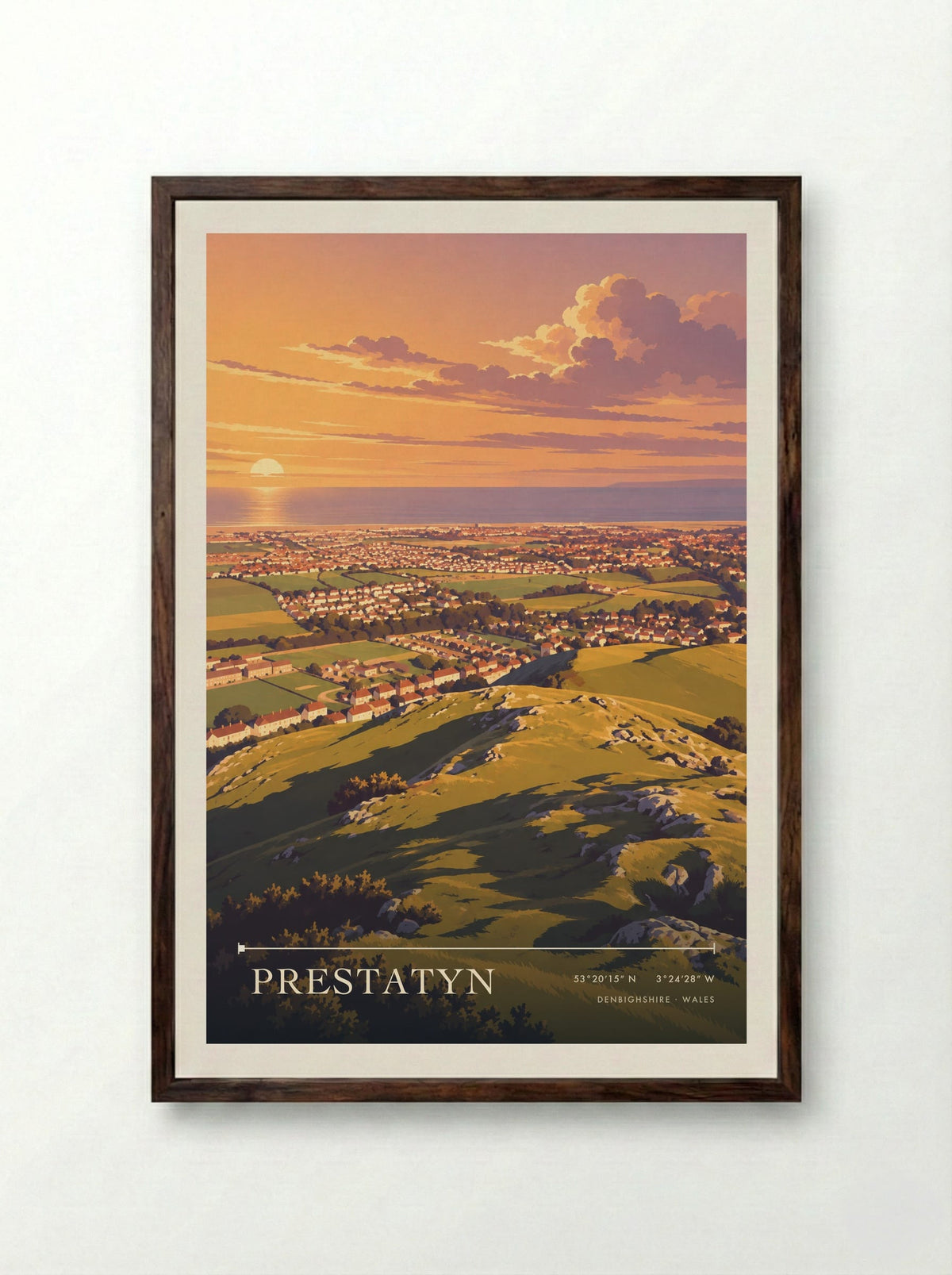 Prestatyn, Denbighshire | Travel Poster - Framed Print Dark Wood