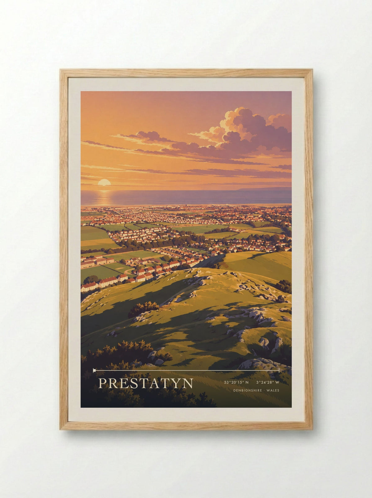 Prestatyn, Denbighshire | Travel Poster - Framed Print Wood