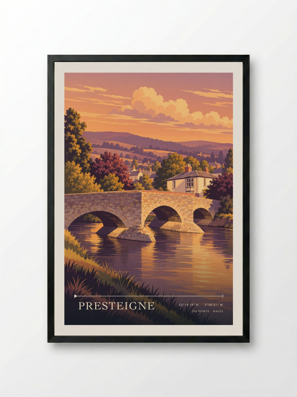 Presteigne, Sir Powys | Travel Poster - Framed Print Black