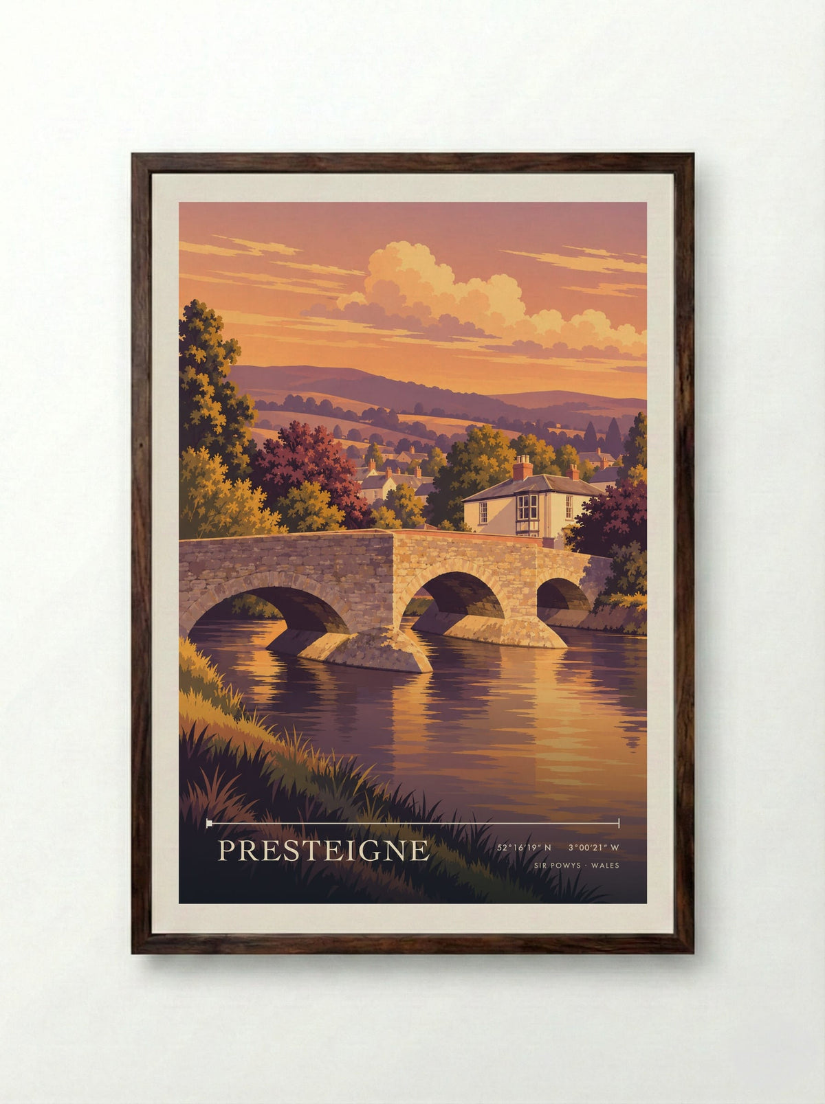 Presteigne, Sir Powys | Travel Poster - Framed Print Dark Wood