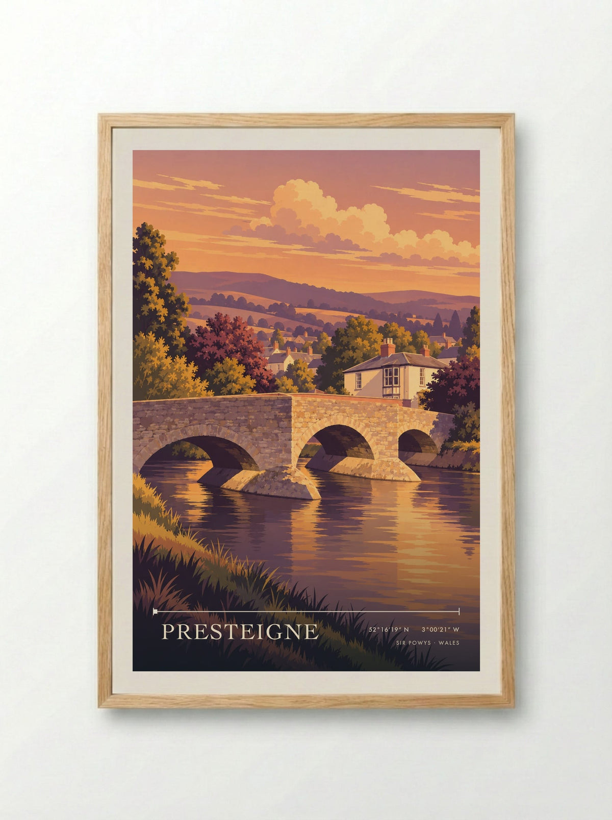 Presteigne, Sir Powys | Travel Poster - Framed Print Wood