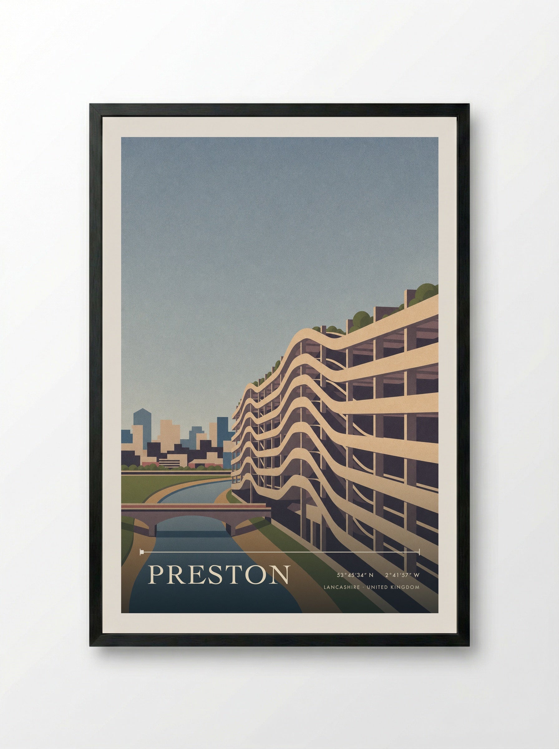 Preston Lancashire United Kingdom Travel Poster - Framed Print Black