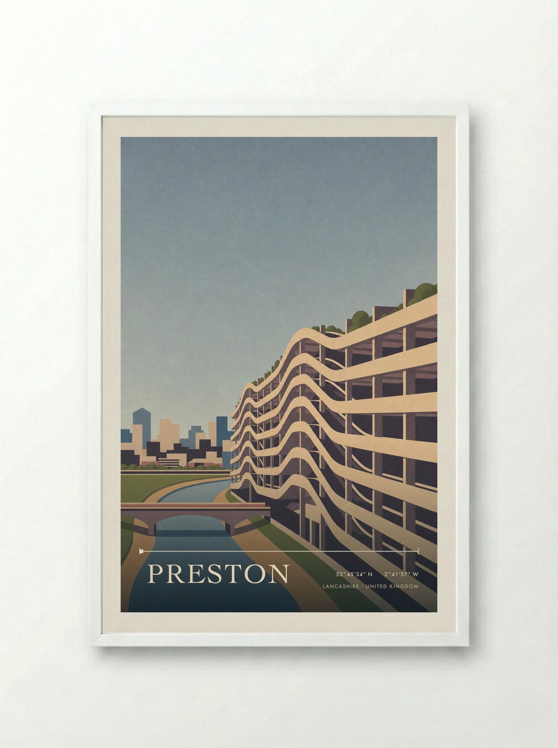 Preston Lancashire United Kingdom Travel Poster - Framed Print White