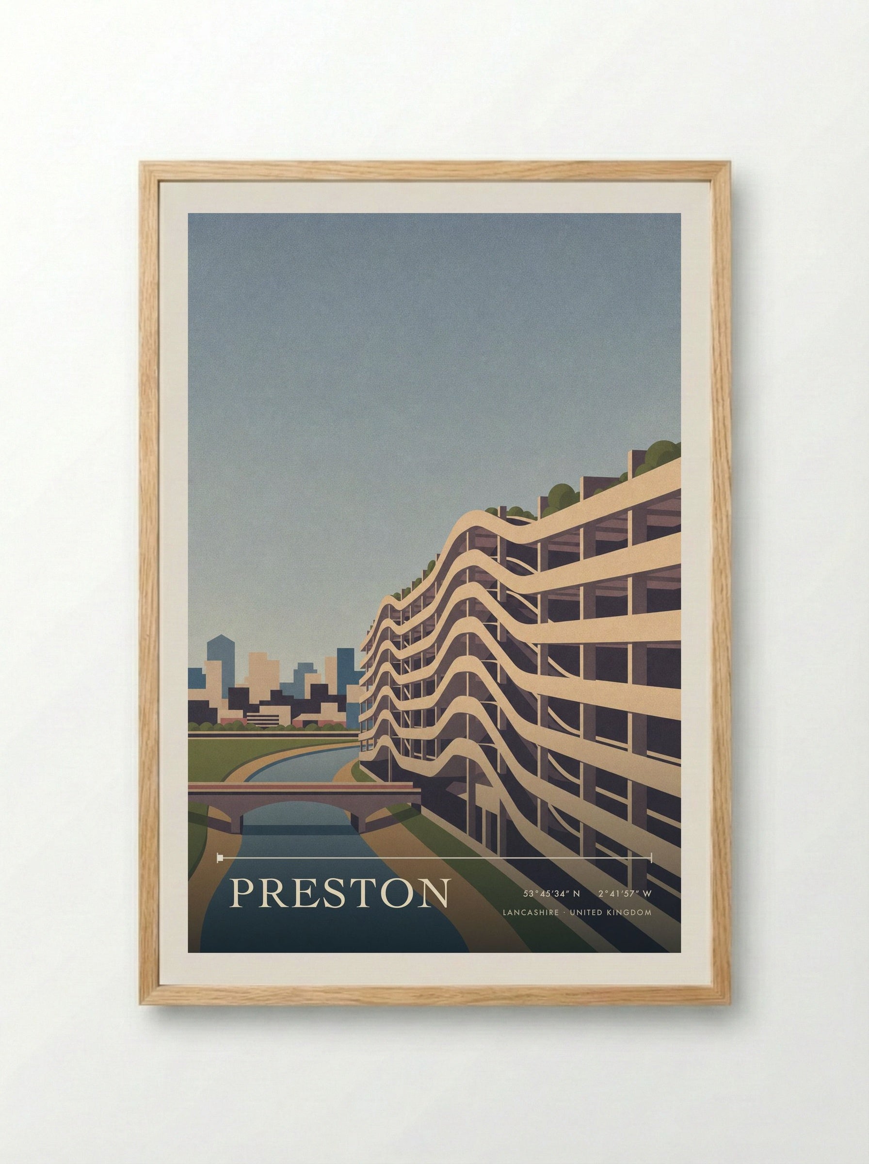 Preston Lancashire United Kingdom Travel Poster - Framed Print Wood