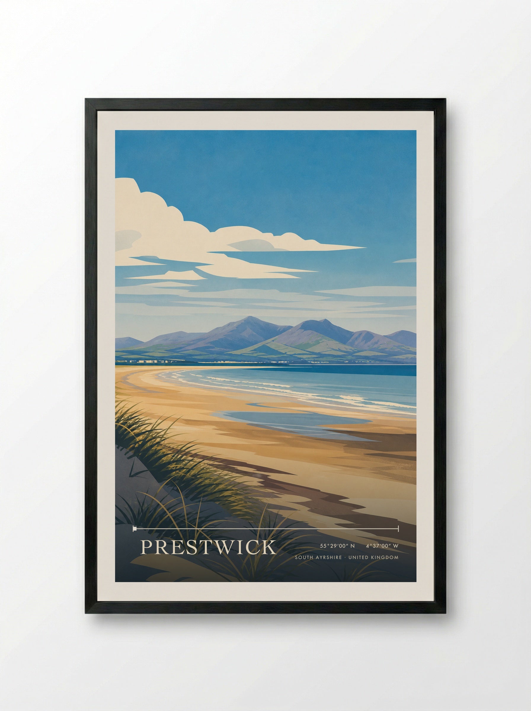 Prestwick South Ayrshire United Kingdom Travel Poster - Framed Print Black