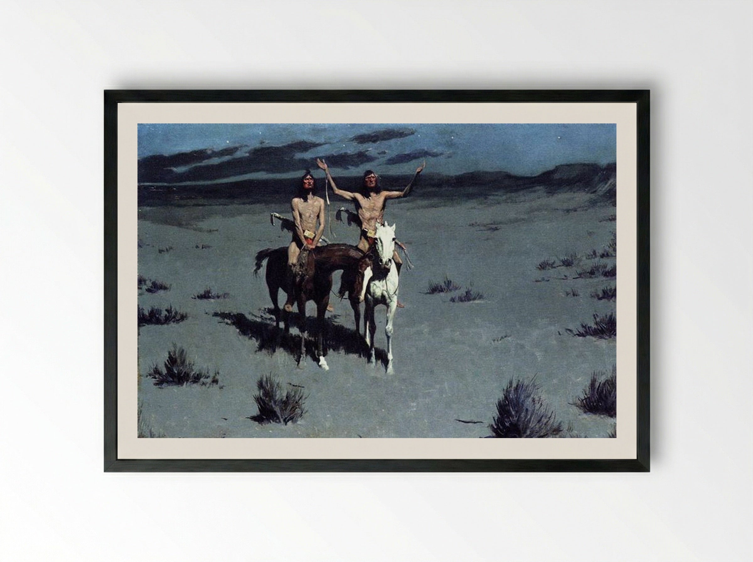 Pretty Mother of the Night—White Otter is No Longer a Boy - Frederic Remington - Framed Print Black
