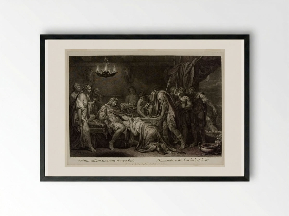 Priam redeems the dead body of Hector - Domenico Cunego - Framed Print Black