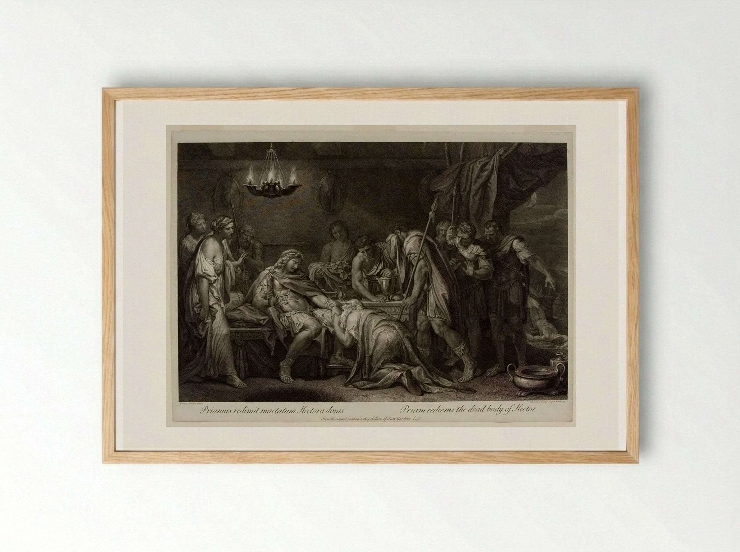Priam redeems the dead body of Hector - Domenico Cunego - Framed Print Wood