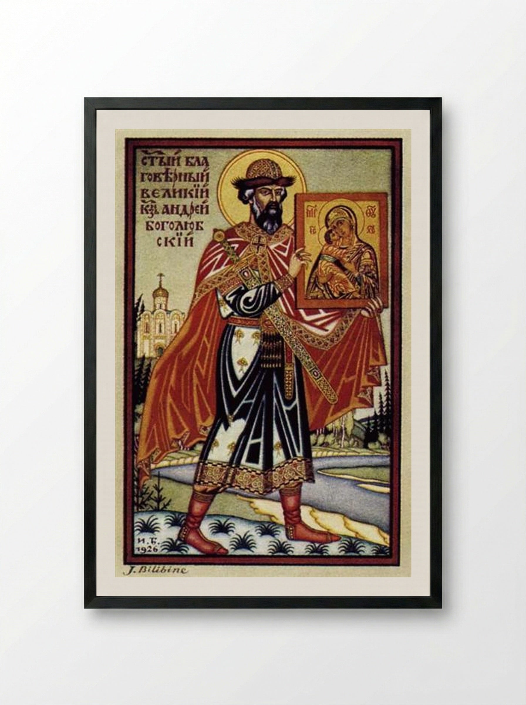 Prince Andrew Bogolyubskii - Ivan Bilibin - Framed Print Black