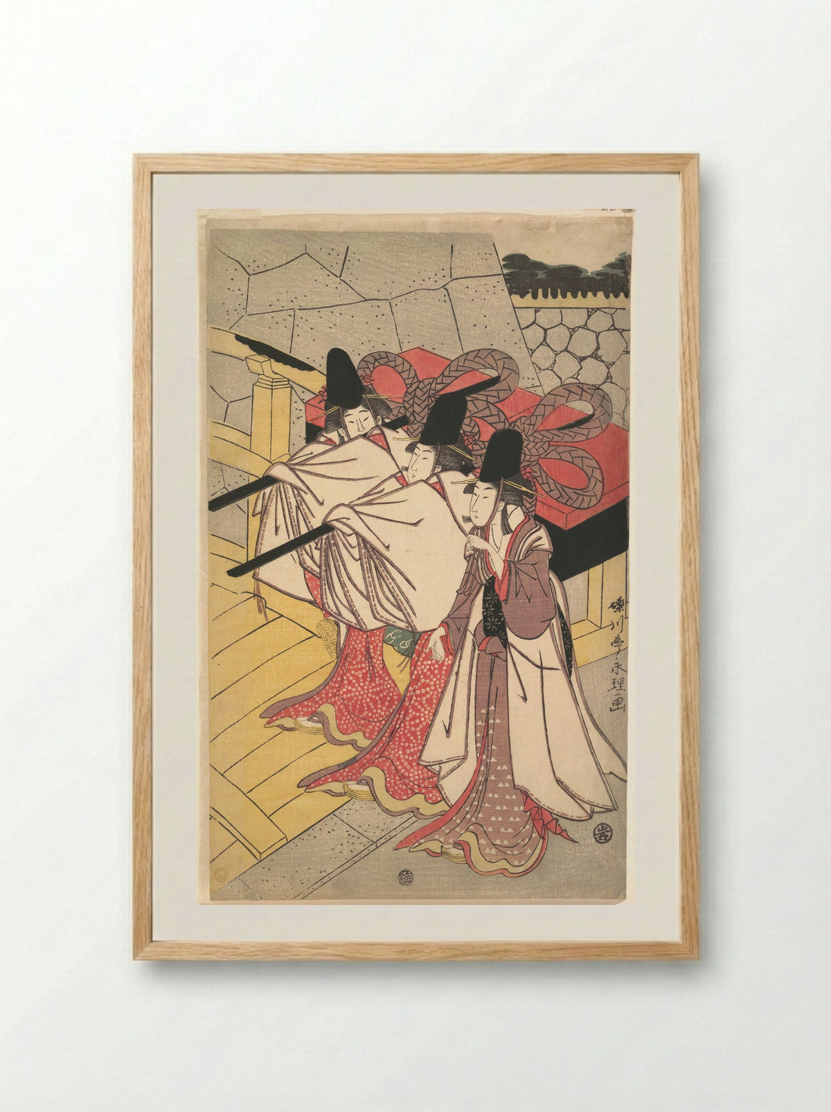 Prince Genji Returning to His Palace where His Wife Awaits Him - Rekisentei Eiri - Framed Print Wood