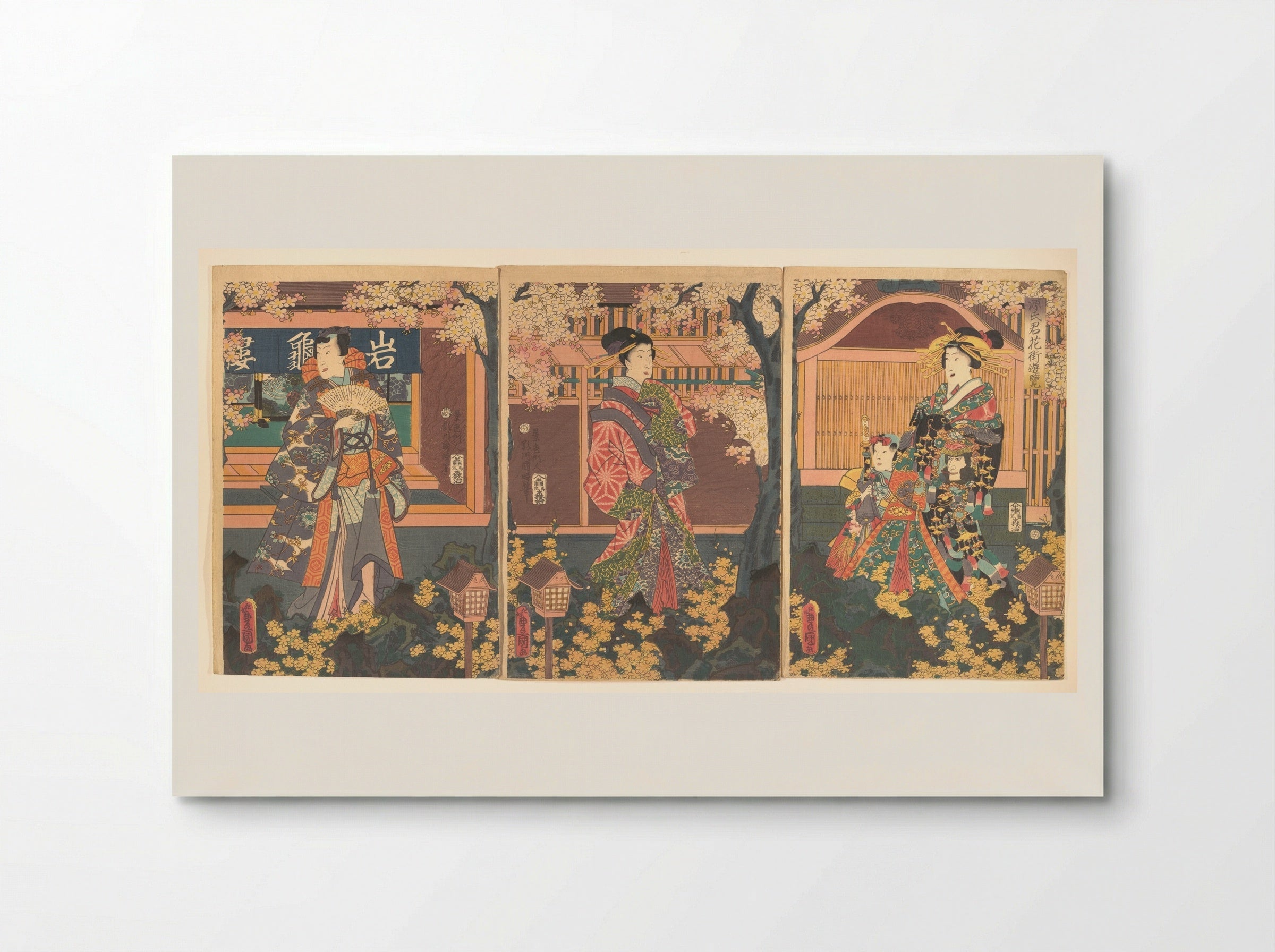 Prince Genji Visits the Gankirō Tea House - Utagawa Kunisada - Poster