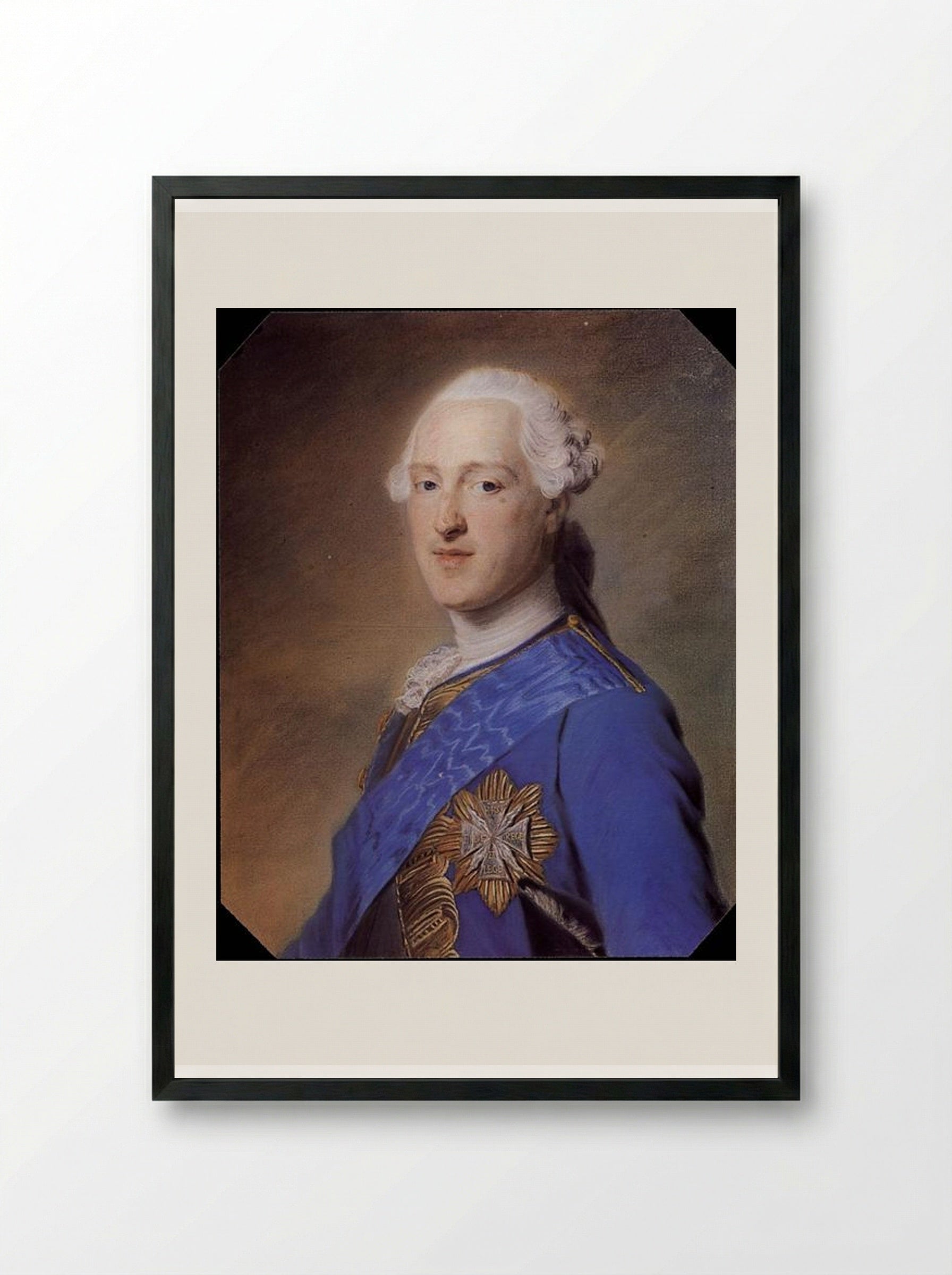 Prince Xavier of Saxony - Maurice Quentin de La Tour - Framed Print Black