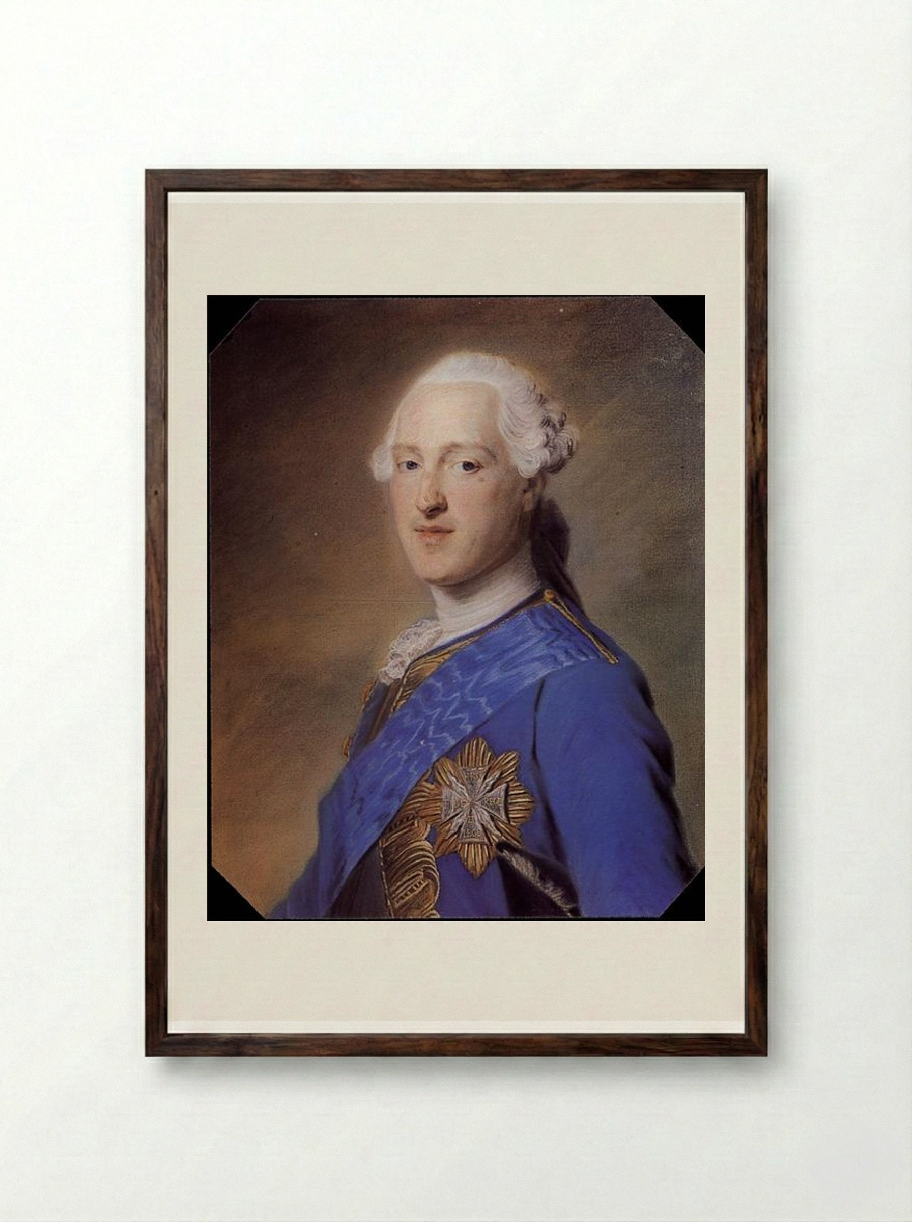 Prince Xavier of Saxony - Maurice Quentin de La Tour - Framed Print Dark Wood