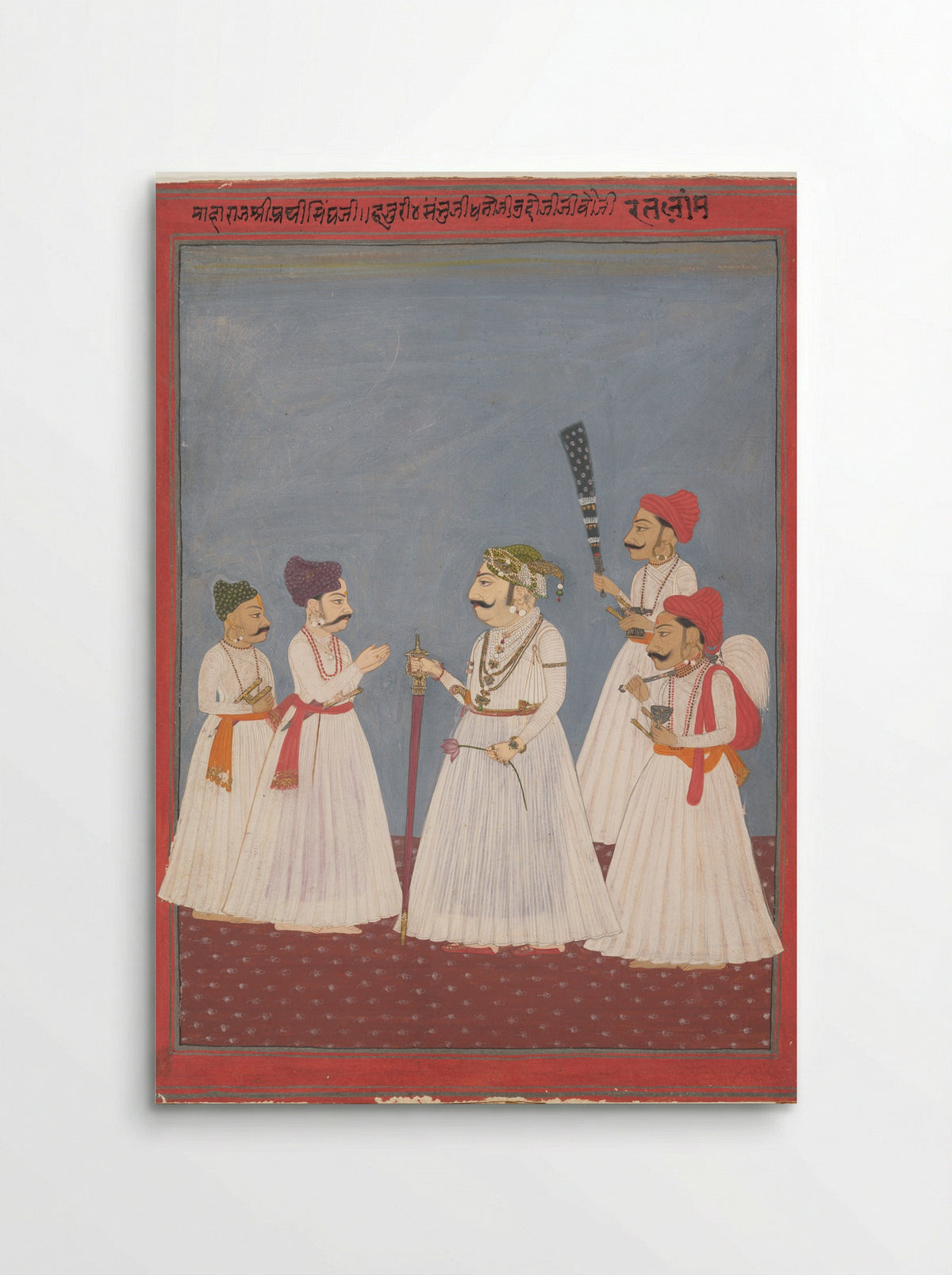 Prince with Four Attendants (Sri Prathi Singh of Ratlam) - Unknown Rajasthani Artist - Poster