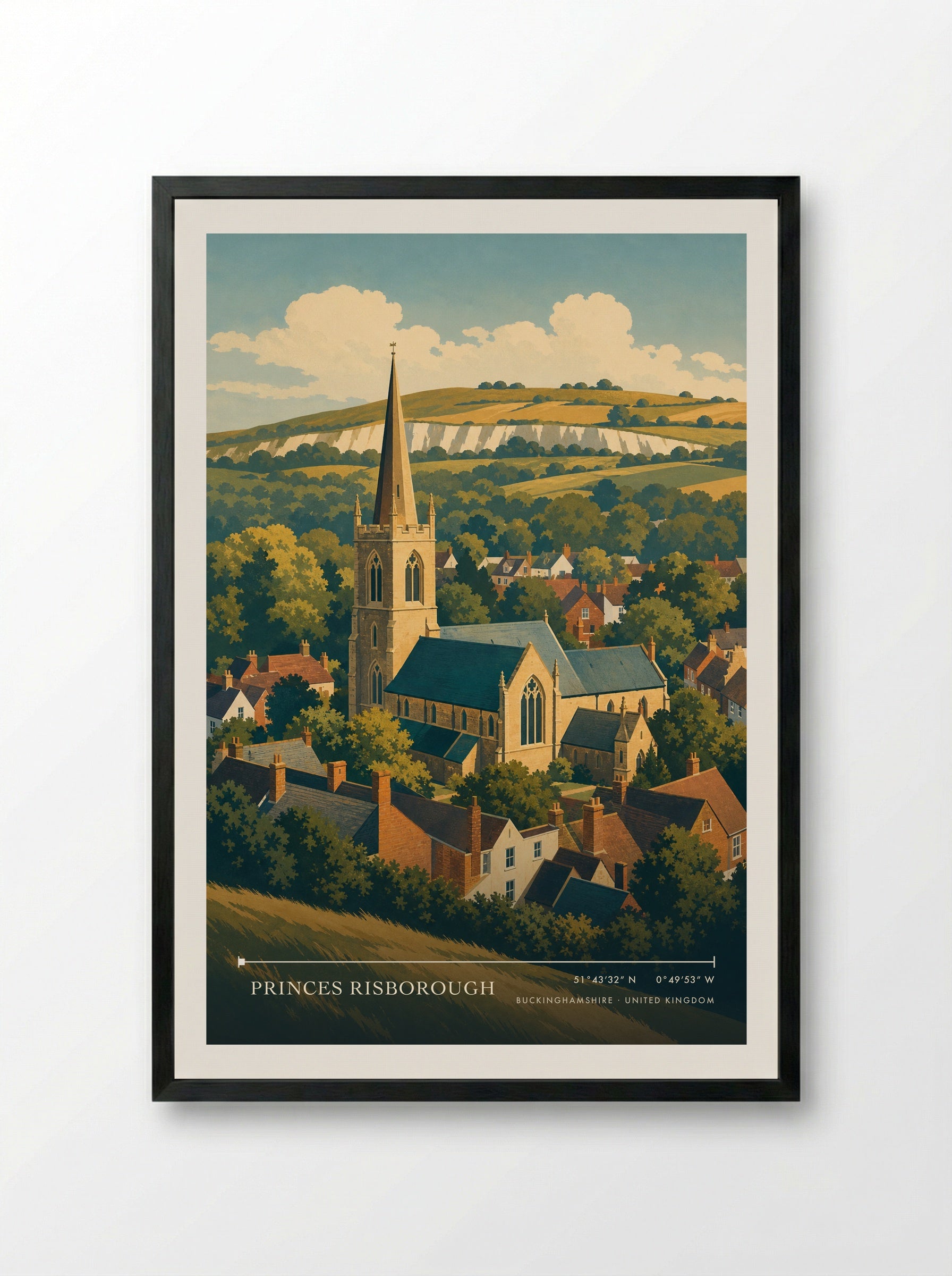 Princes Risborough Buckinghamshire United Kingdom Travel Poster - Framed Print Black