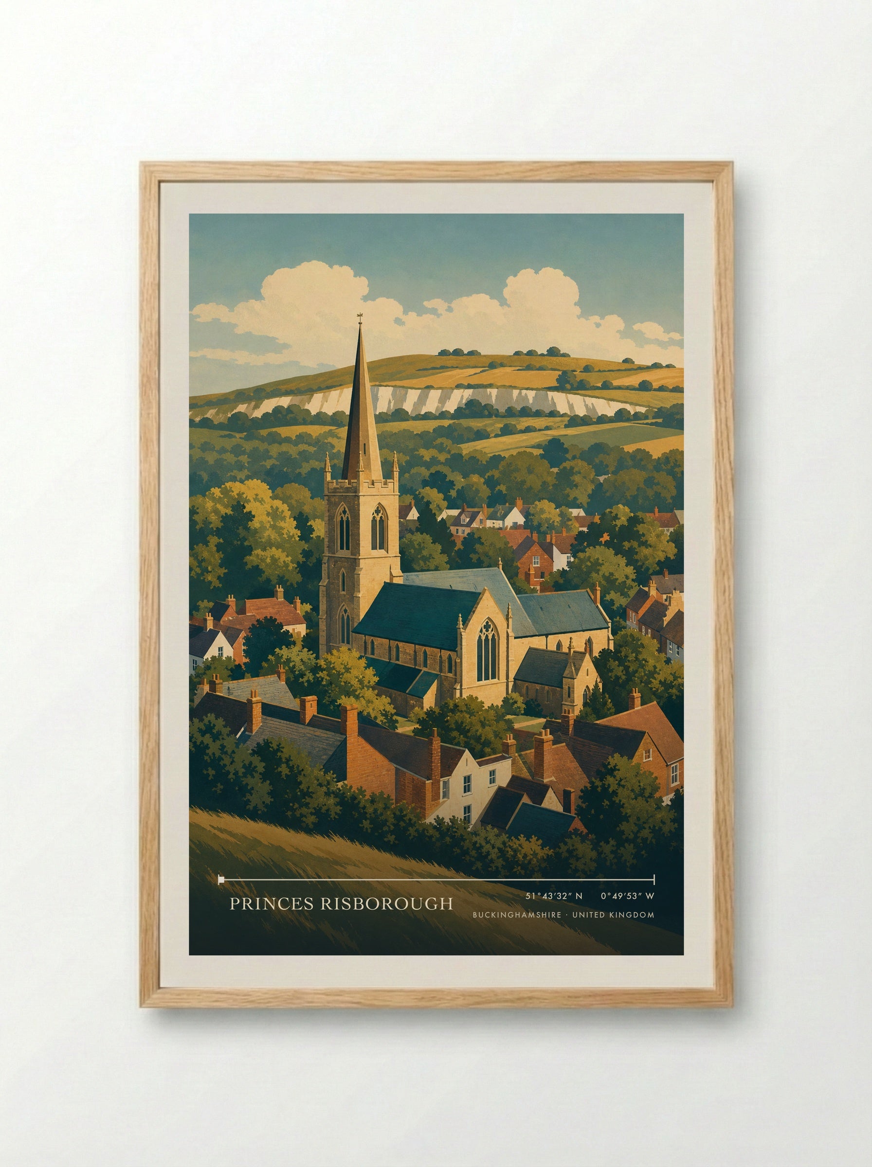 Princes Risborough Buckinghamshire United Kingdom Travel Poster - Framed Print Wood