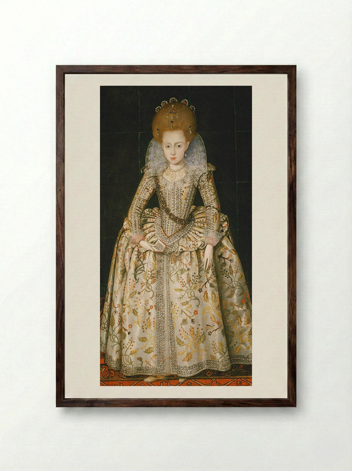 Princess Elizabeth, Later Queen of Bohemia - Robert Peake the Elder - Framed Print Dark Wood
