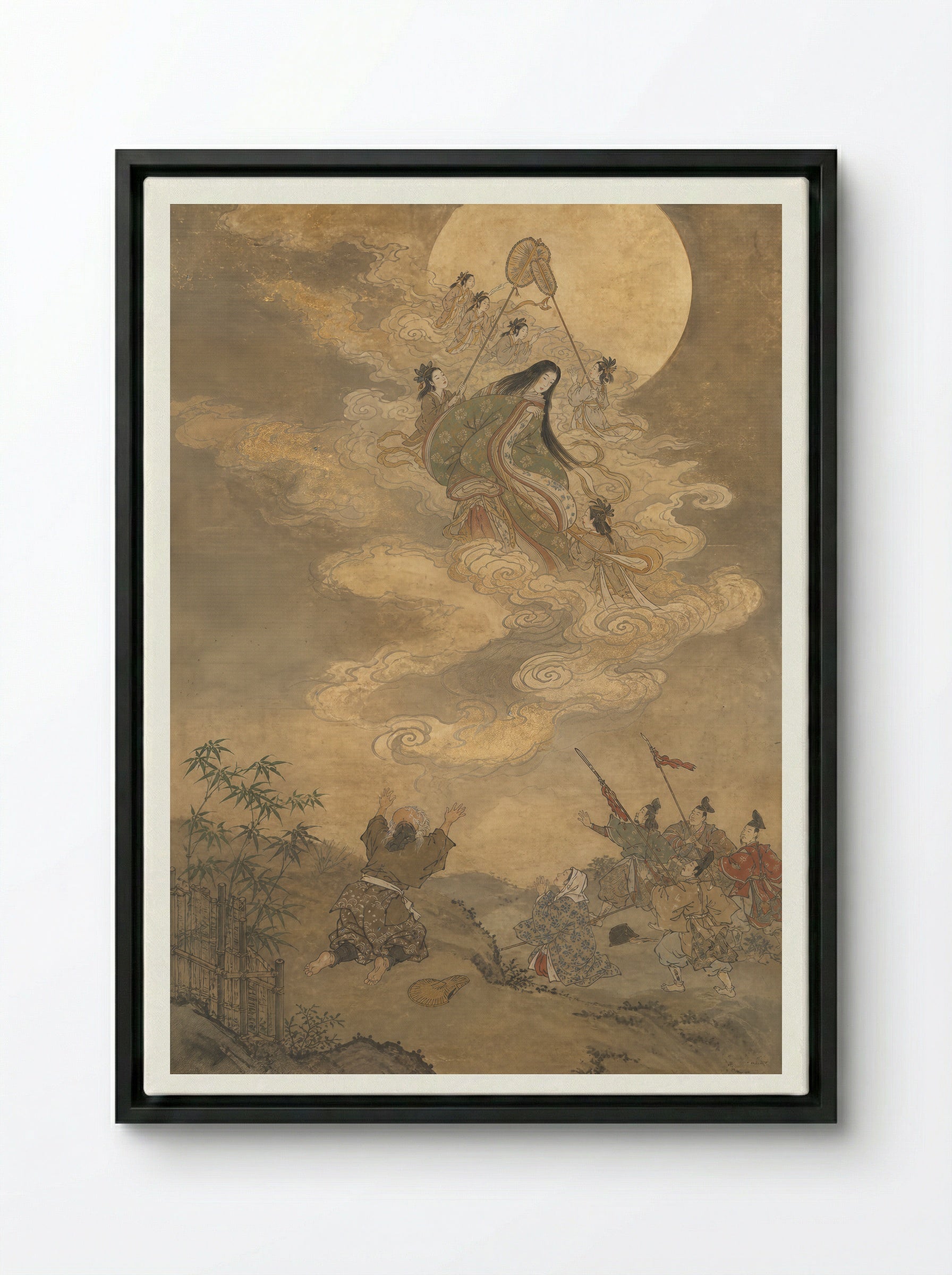 Princess Kaguya: Received by the Moon - Framed Canvas Black