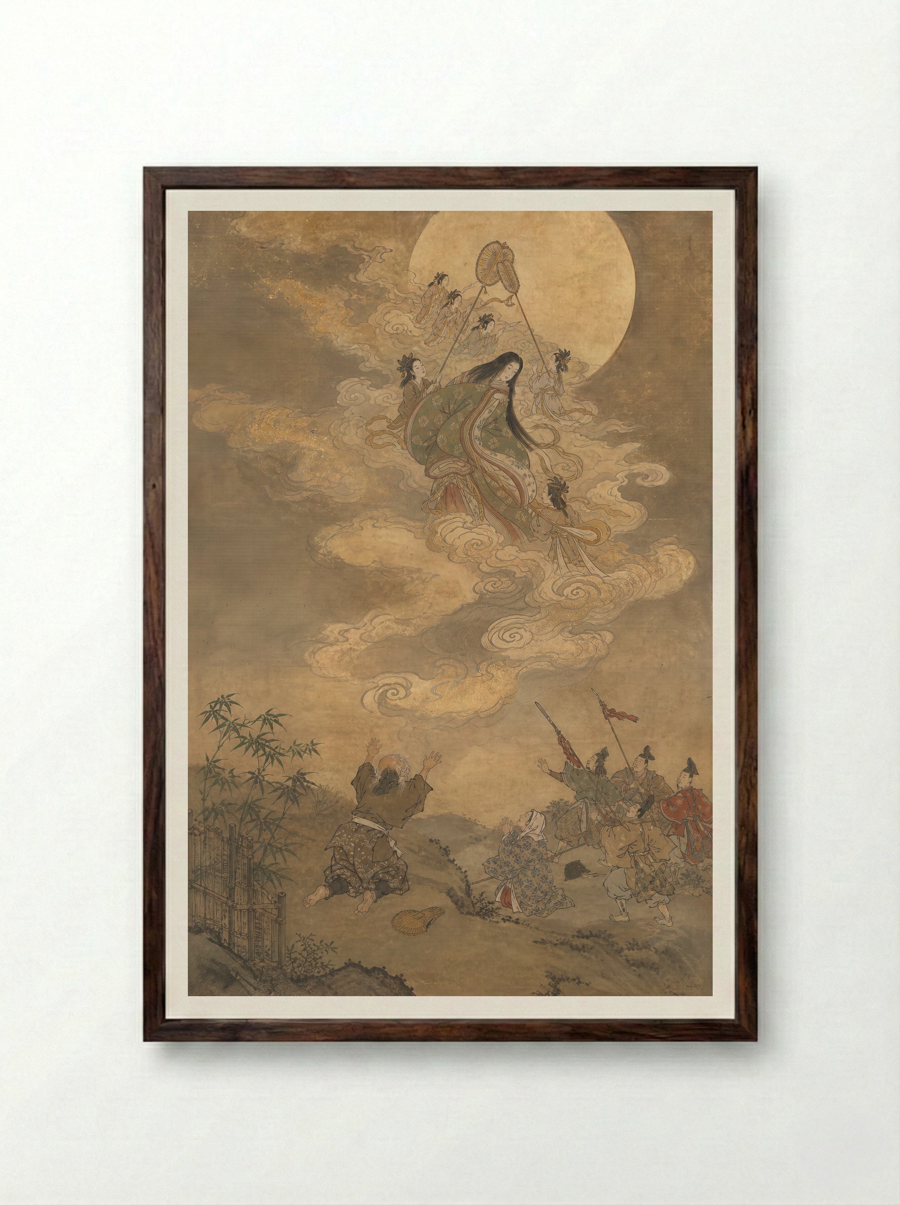 Princess Kaguya: Received by the Moon - Framed Print Dark Wood