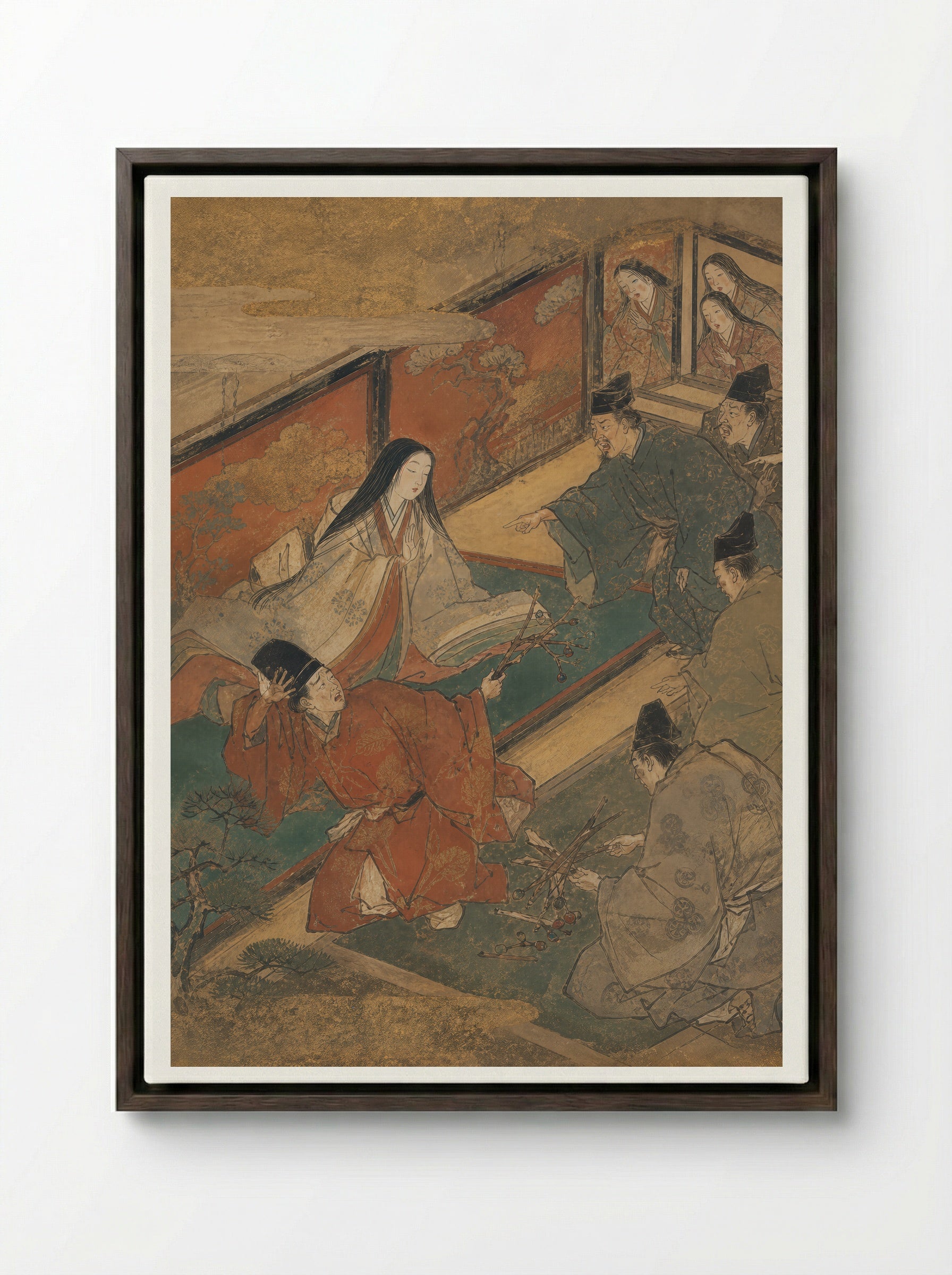 Princess Kaguya: The Court Cannot Possess Her - Framed Canvas Dark Wood