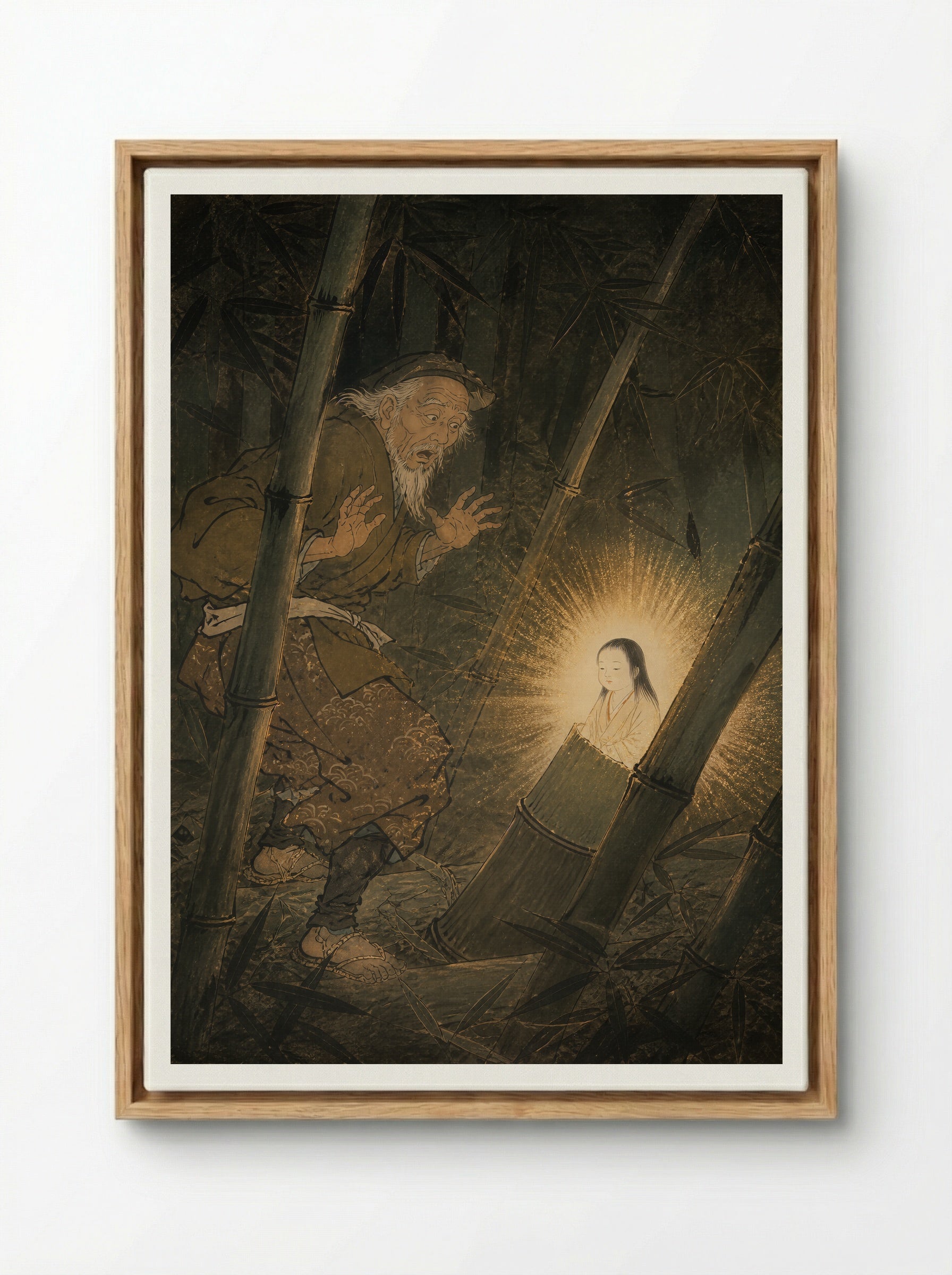 Princess Kaguya: The Light in Bamboo - Framed Canvas Wood