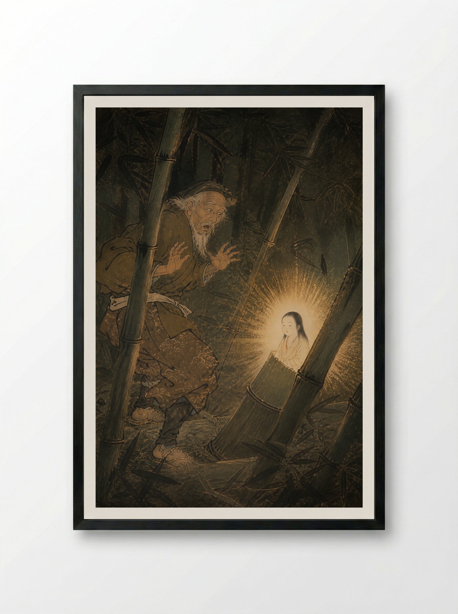 Princess Kaguya: The Light in Bamboo - Framed Print Black