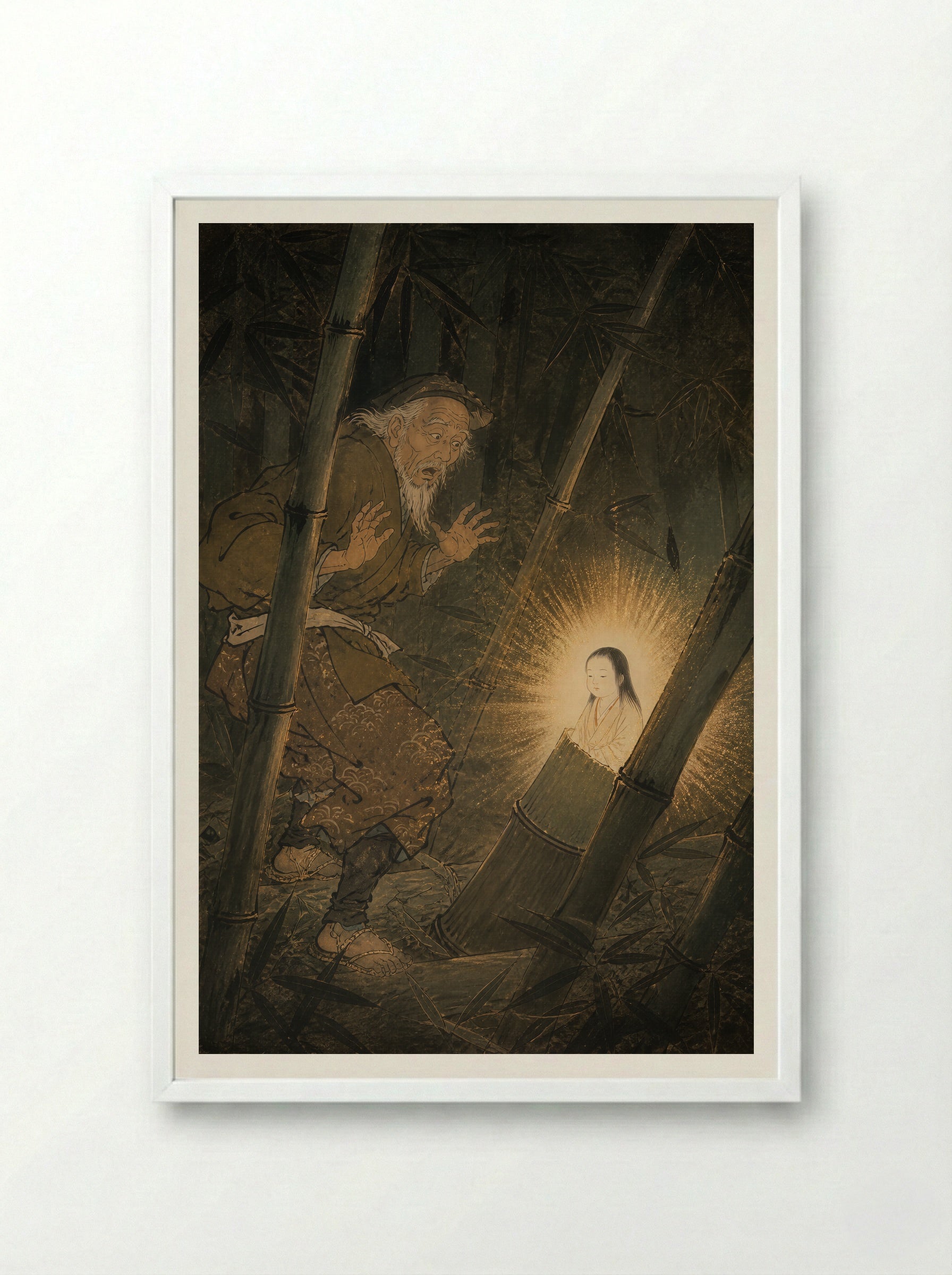 Princess Kaguya: The Light in Bamboo - Framed Print White