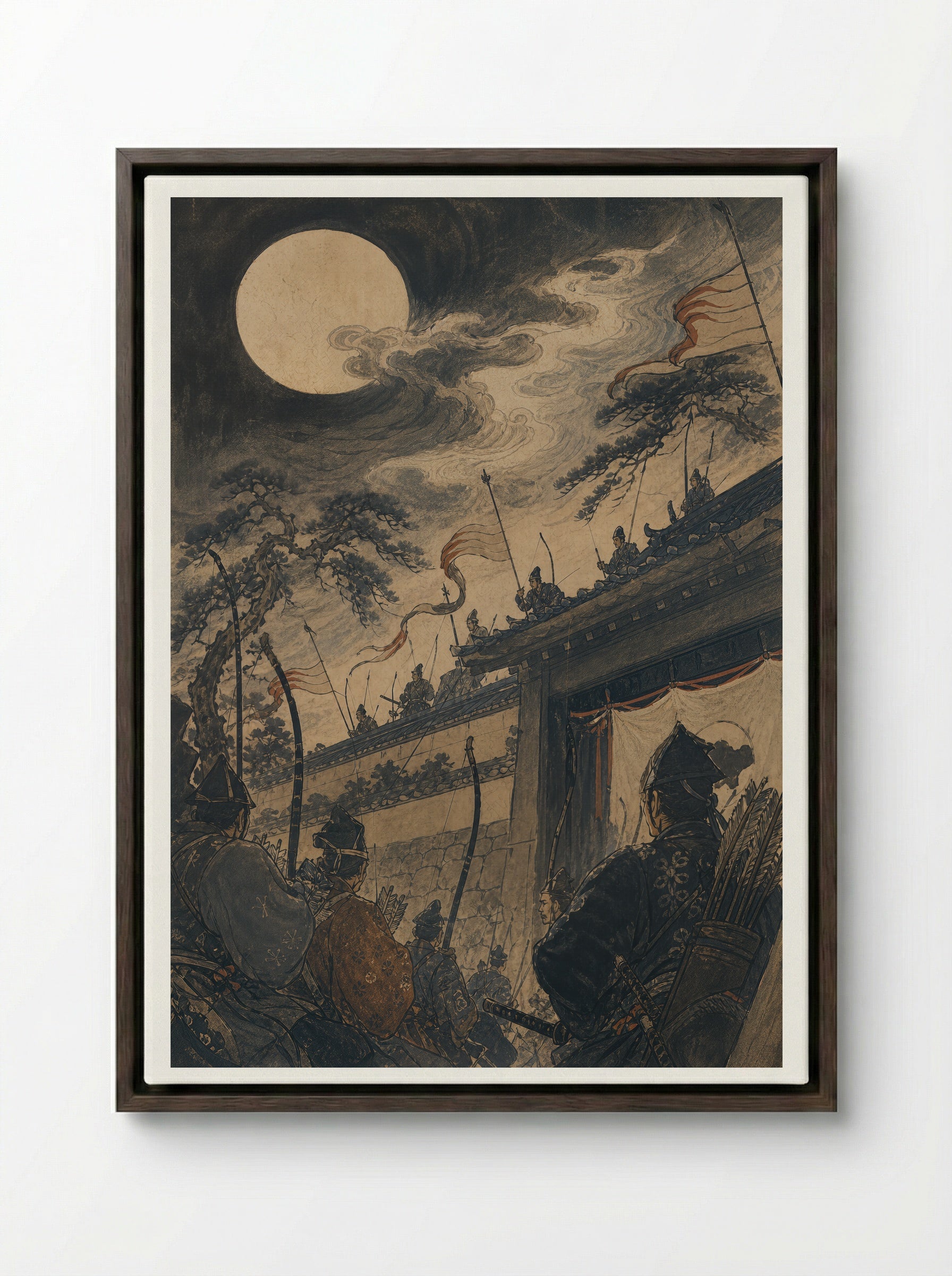 Princess Kaguya: The Message Arrives - Framed Canvas Dark Wood