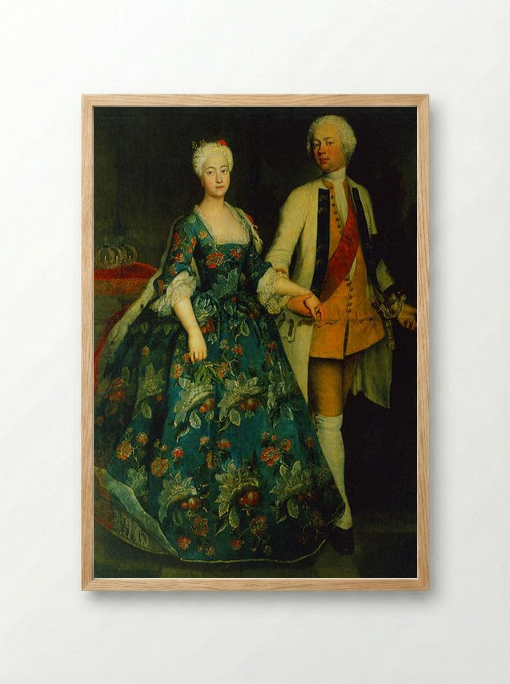 Princess Sophie Dorothea Marie with her husband, Frederick William, Margrave of Brandenburg-Schwedt - Antoine Pesne - Framed Print Wood