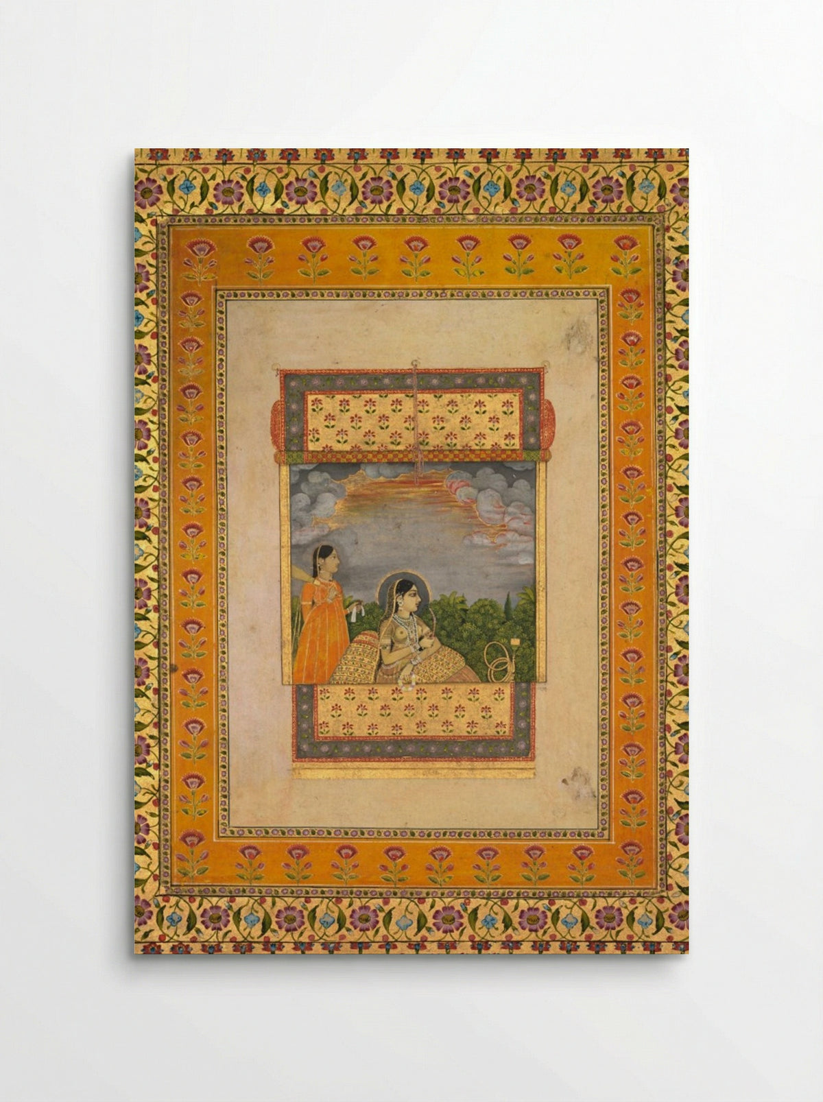 Princess and attendant in trompe l’oeil window - Aqil Khan - Poster