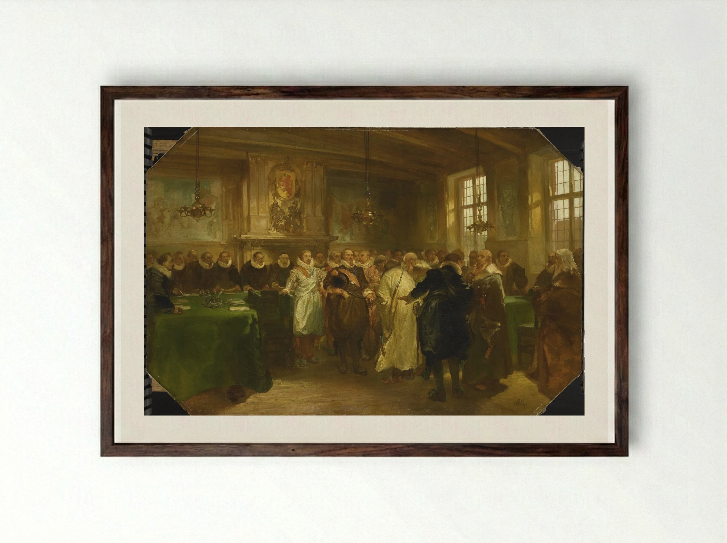 Prins Maurits ontvangt een delegatie uit Rusland in 1614 - Charles Rochussen - Framed Print Dark Wood