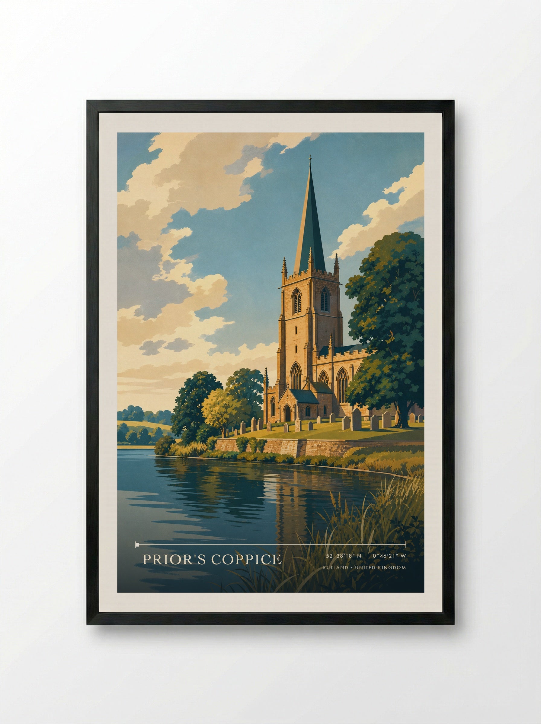 Prior's Coppice Rutland United Kingdom Travel Poster - Framed Print Black