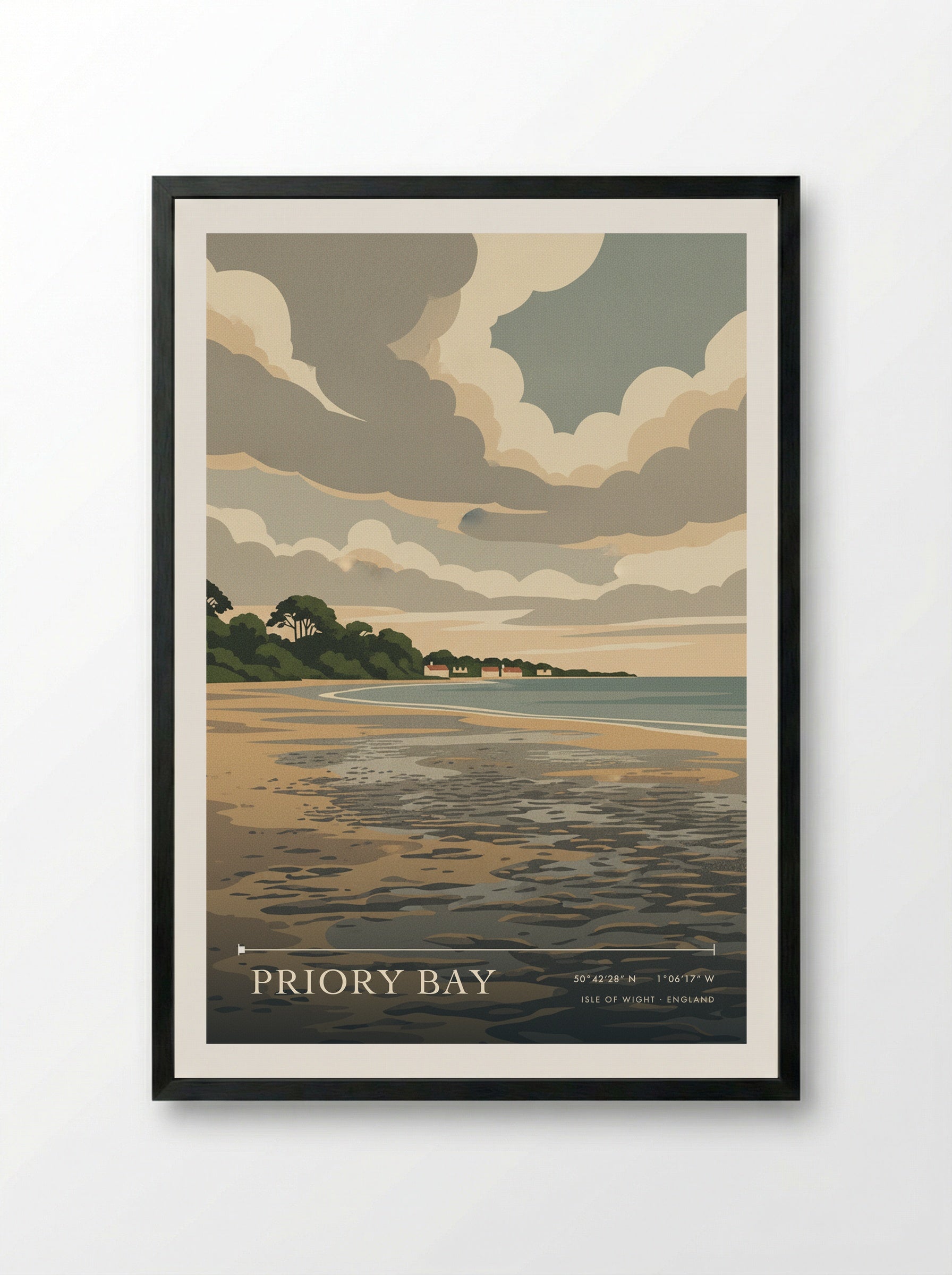 Priory Bay Isle of Wight England Travel Poster - Framed Print Black