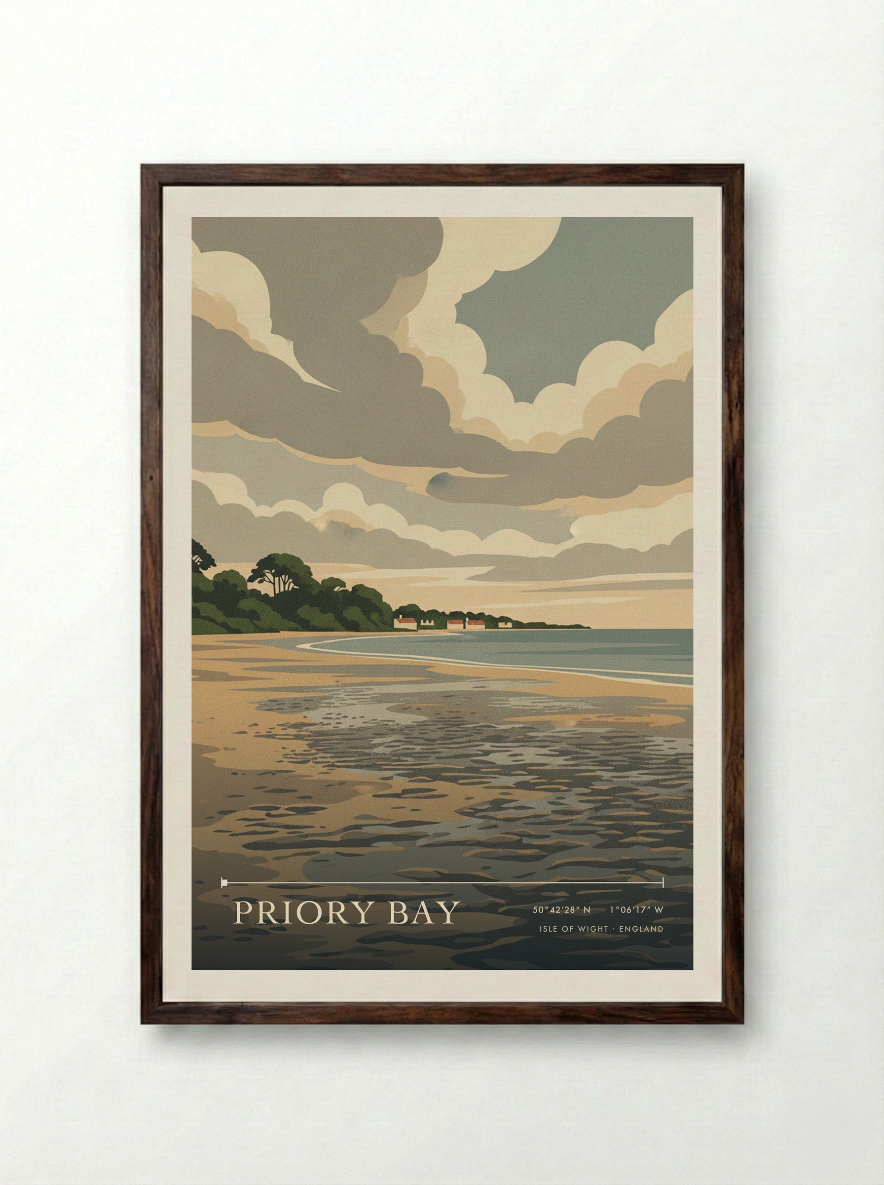 Priory Bay Isle of Wight England Travel Poster - Framed Print Dark Wood
