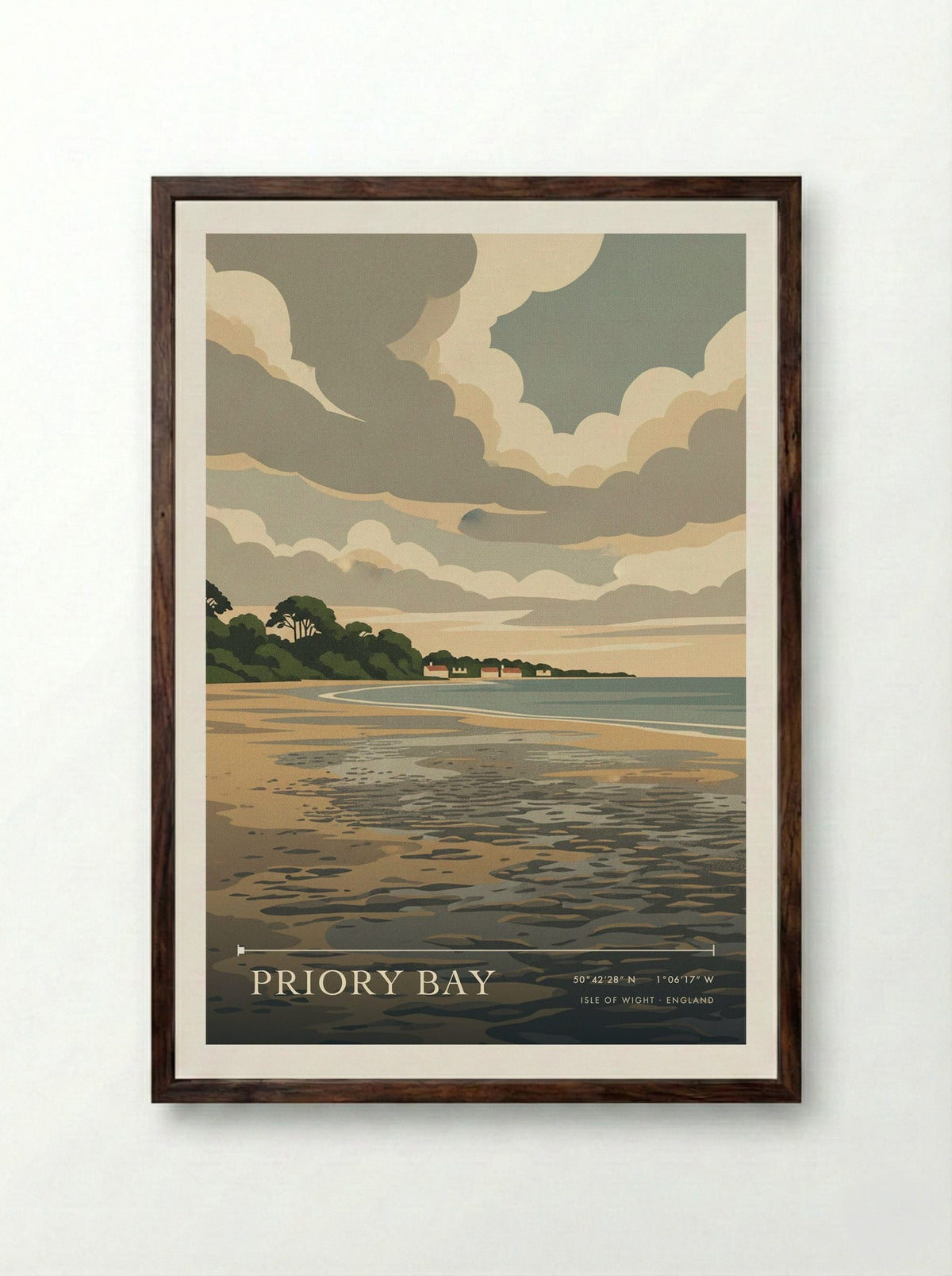 Priory Bay Isle of Wight England Travel Poster - Framed Print Dark Wood