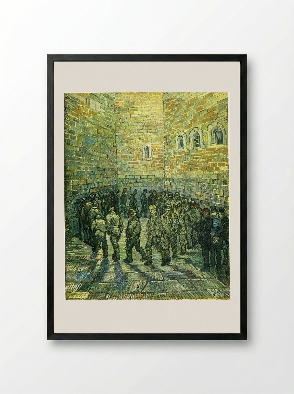 Prisoners Exercising (Prisoners Round) - Vincent van Gogh - Framed Print Black