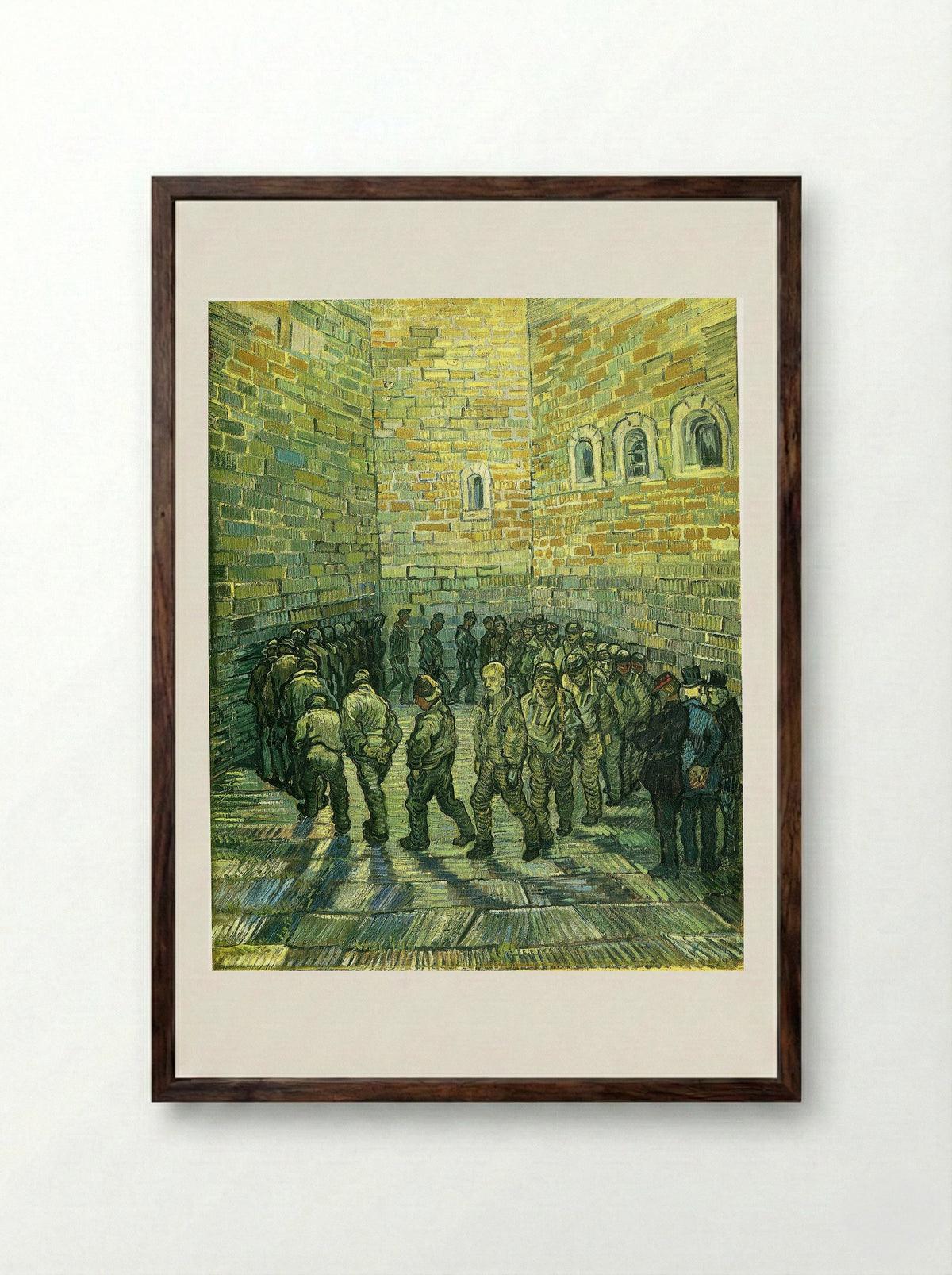 Prisoners Exercising (Prisoners Round) - Vincent van Gogh - Framed Print Dark Wood