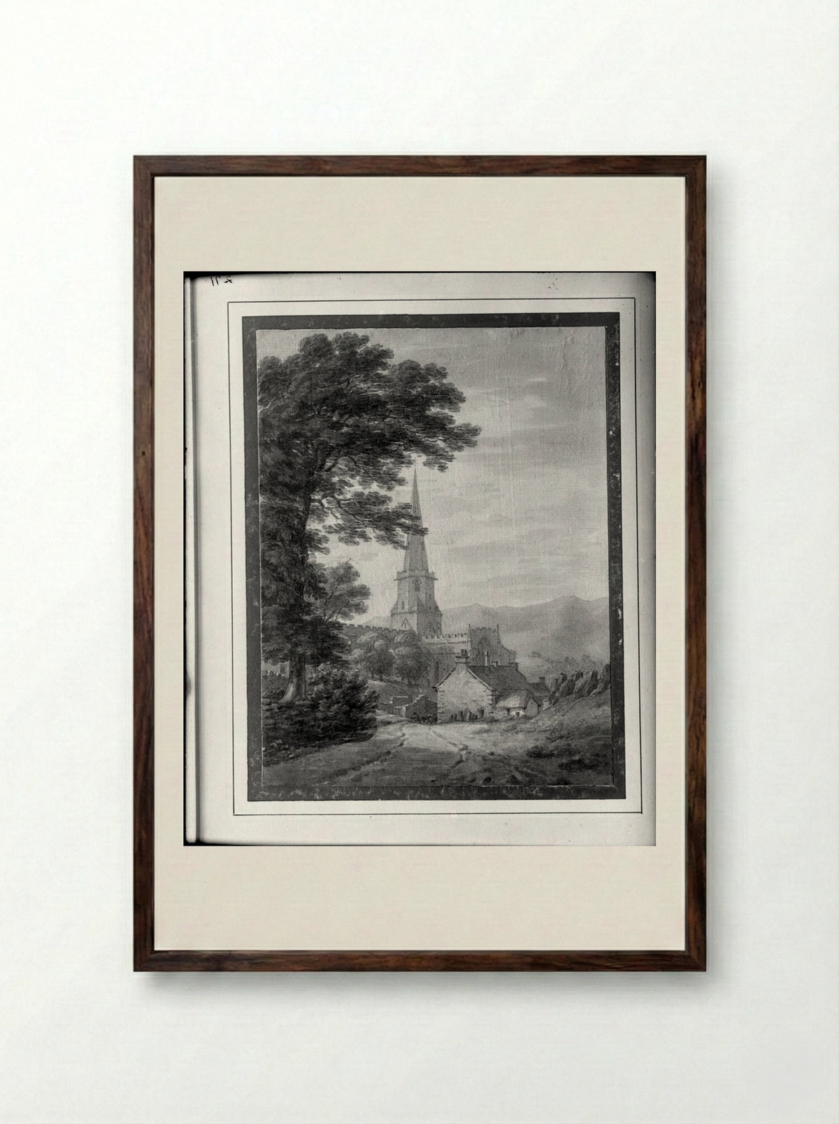 Pristwick Church - Thomas Hearne - Framed Print Dark Wood