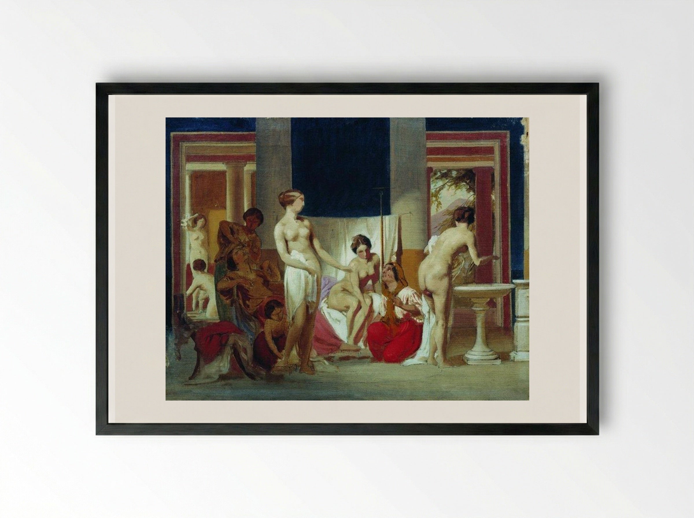 Private Baths in Pompeii - Fyodor Bronnikov - Framed Print Black