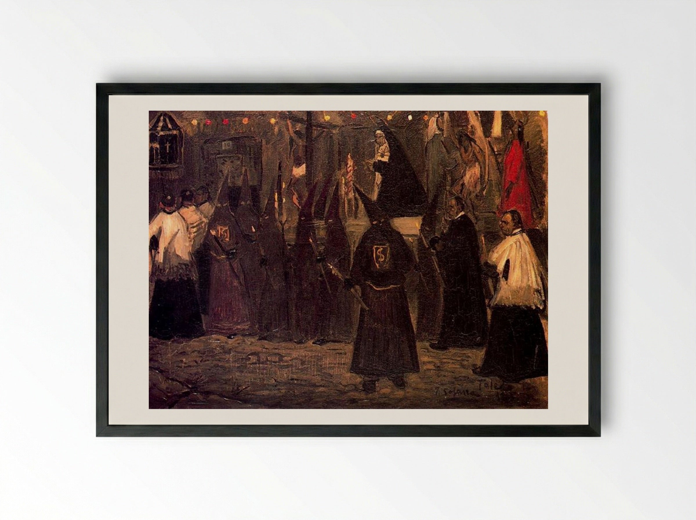 Procession in Toledo - José Gutiérrez Solana - Framed Print Black