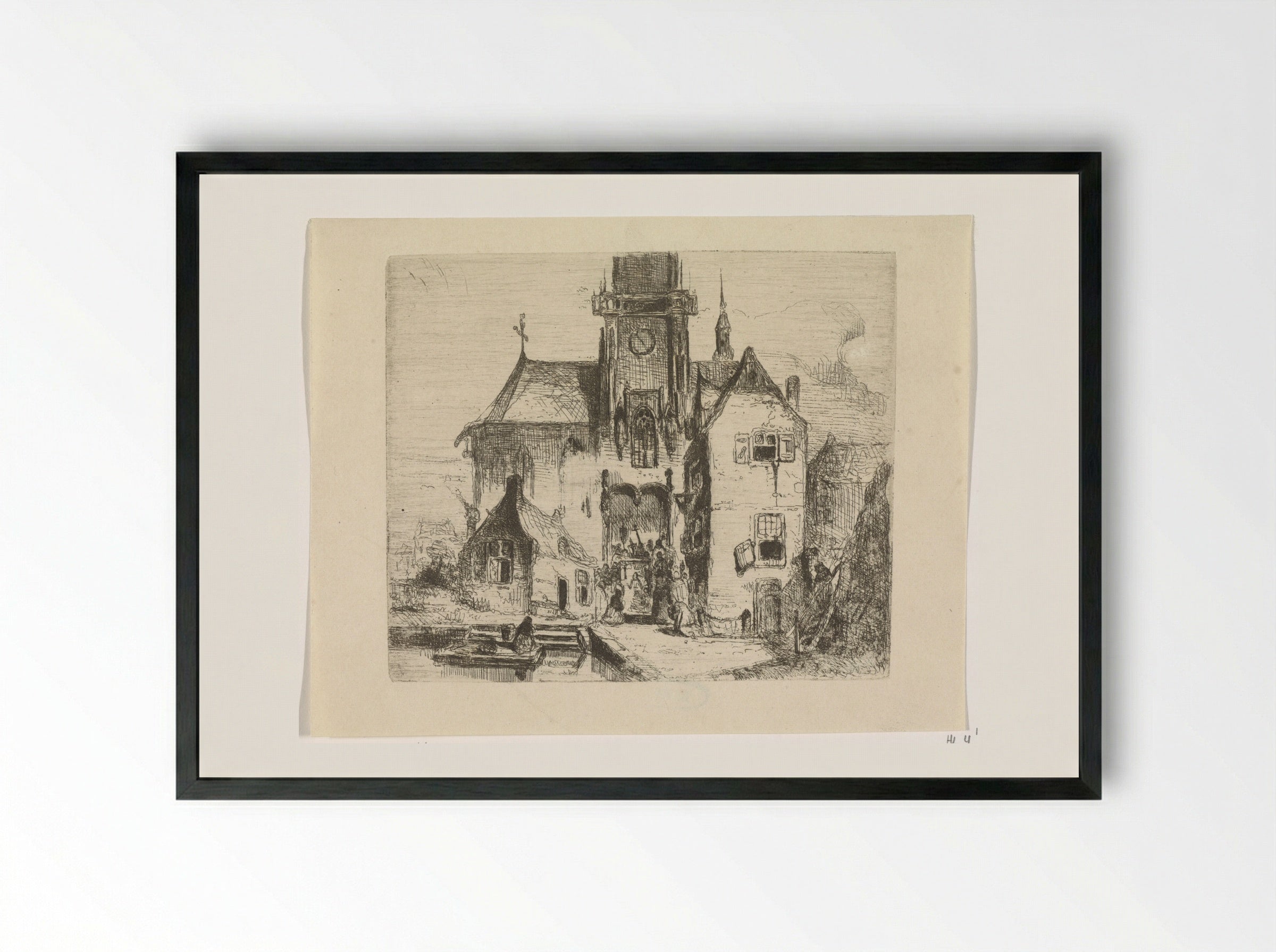 Procession in the Church Doorway - Petrus Marius Molijn - Framed Print Black