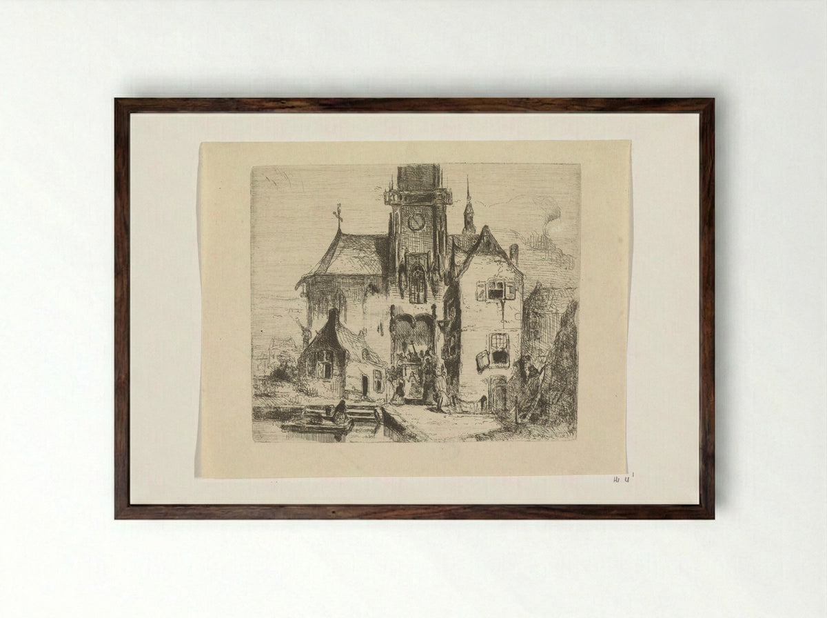 Procession in the Church Doorway - Petrus Marius Molijn - Framed Print Dark Wood